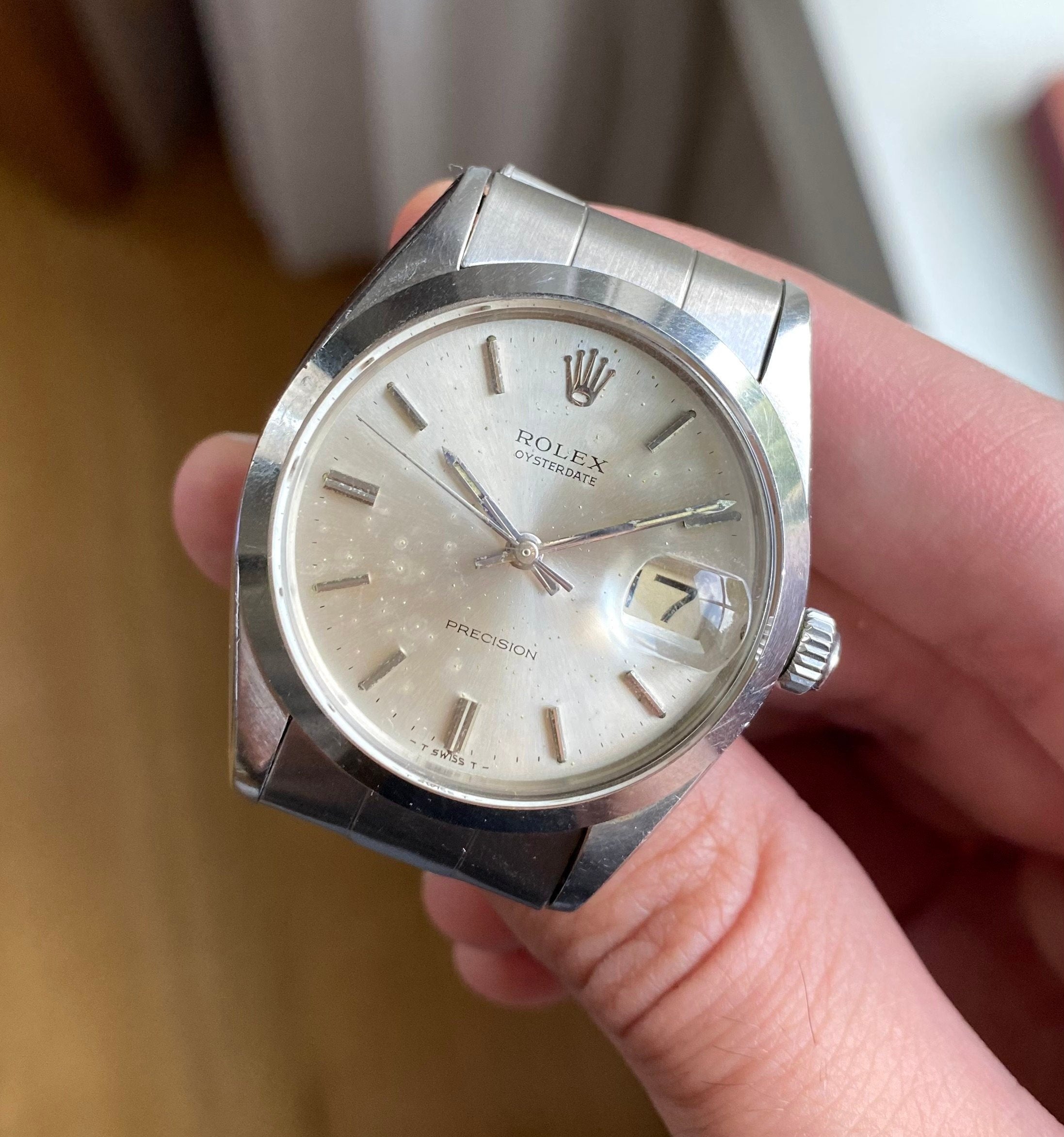 Vintage Rolex Oysterdate Precision Ref 6694 Manual Wind Silver Dial Steel 34mm Watch