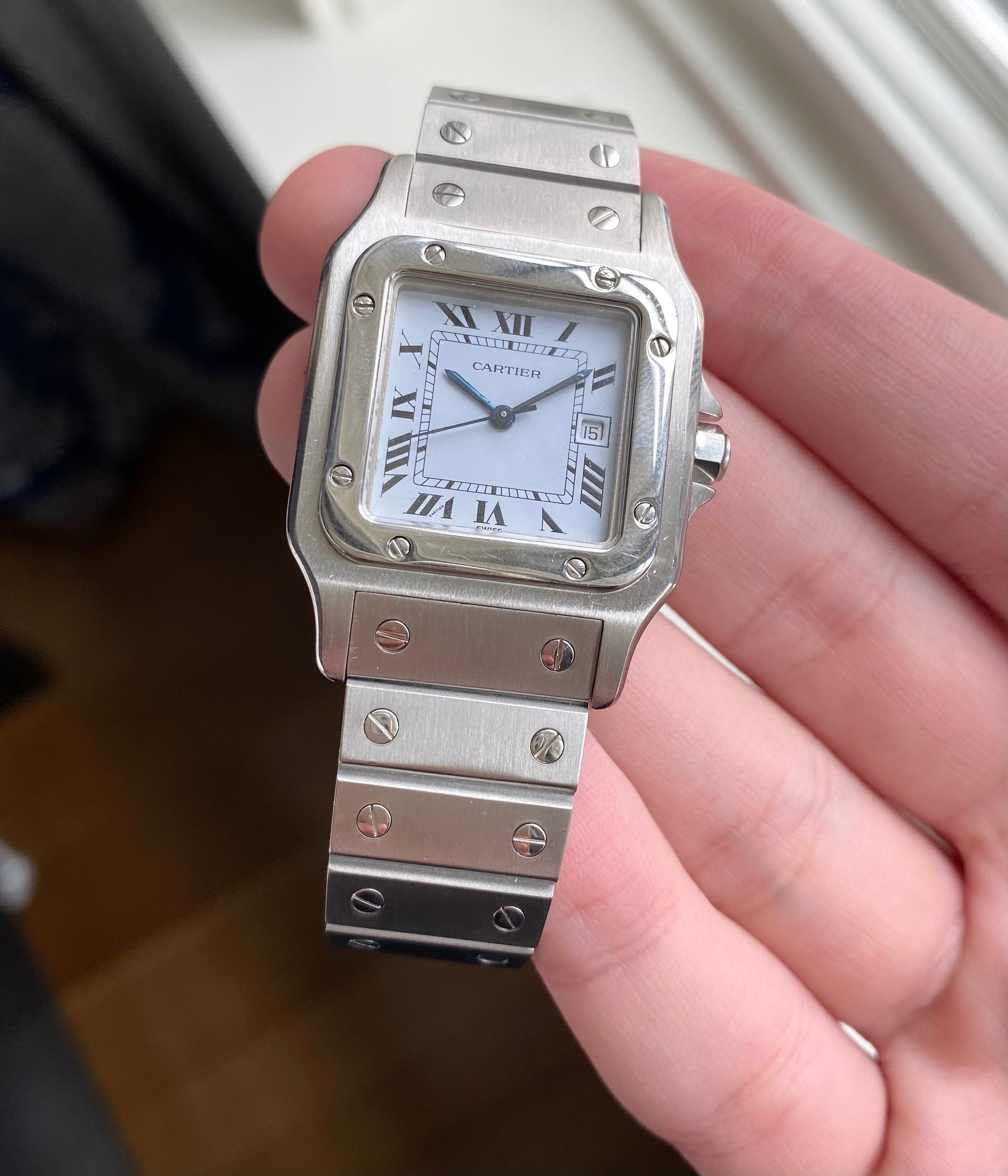 Cartier Santos 80s Ref 2960 Automatic White Roman Numeral Dial 29mm w/ Box Watch