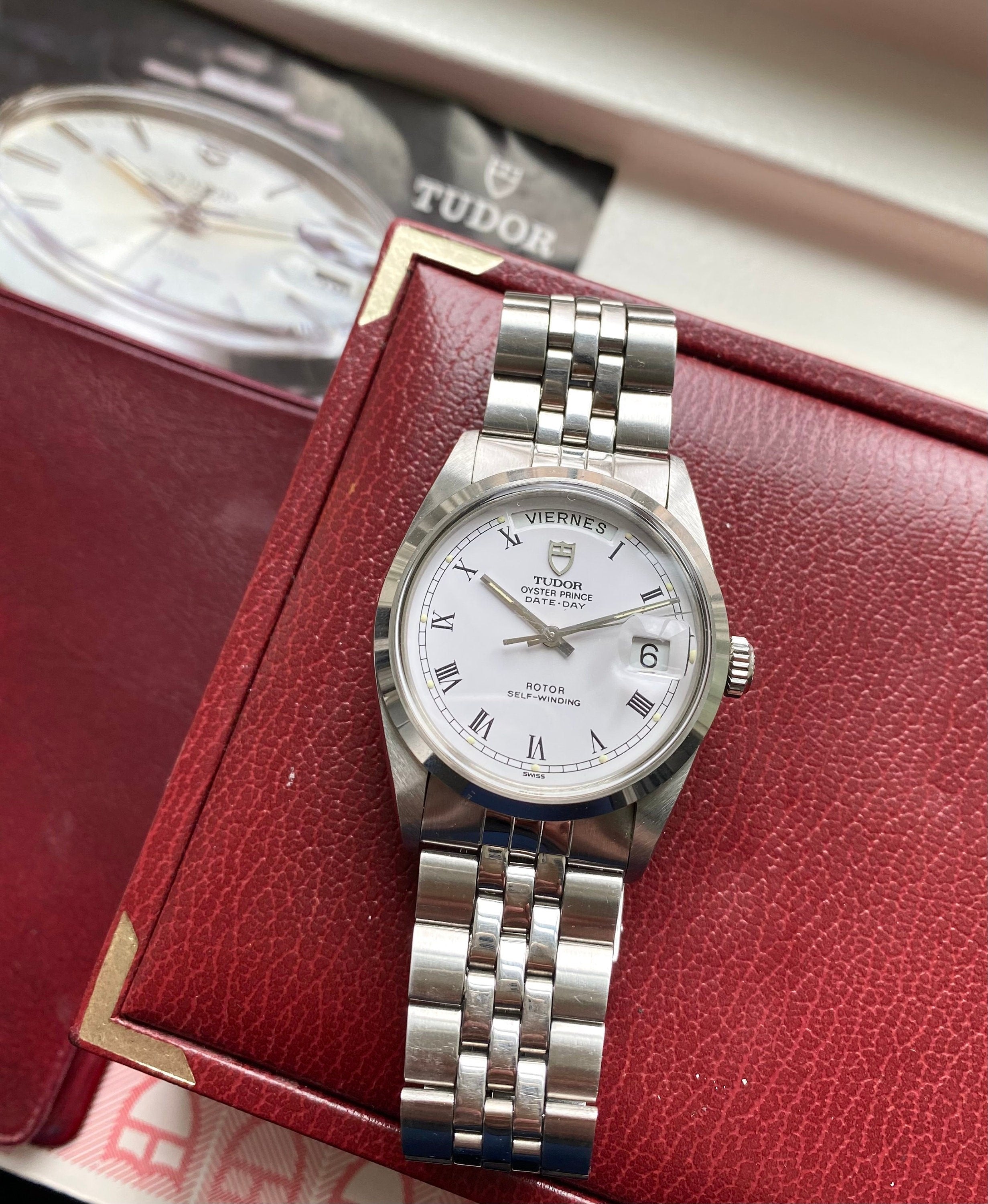 Tudor Oysterprince Date Day 80s Ref 94500 Automatic White Dial w/ Box and Papers Watch