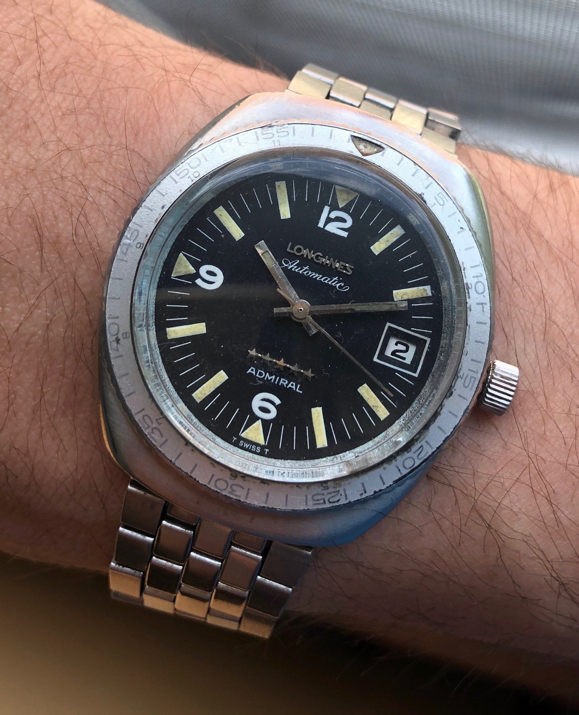 Vintage Longines Admiral Diver Stainless Steel Automatic w/ Bracelet Watch