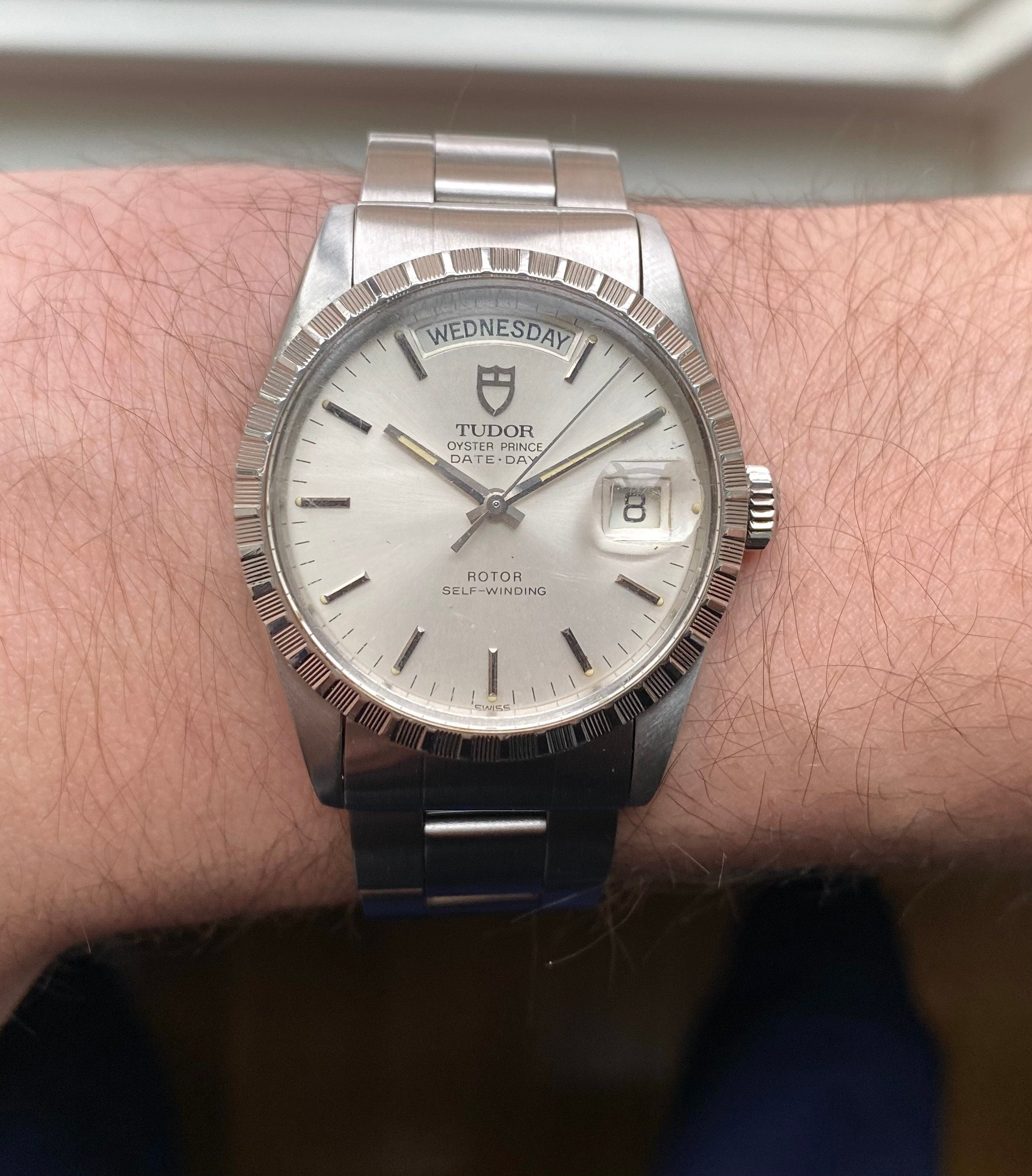 Tudor Oysterprince Date Day Ref 94510 Automatic Silver Dial Quickset 36mm Watch