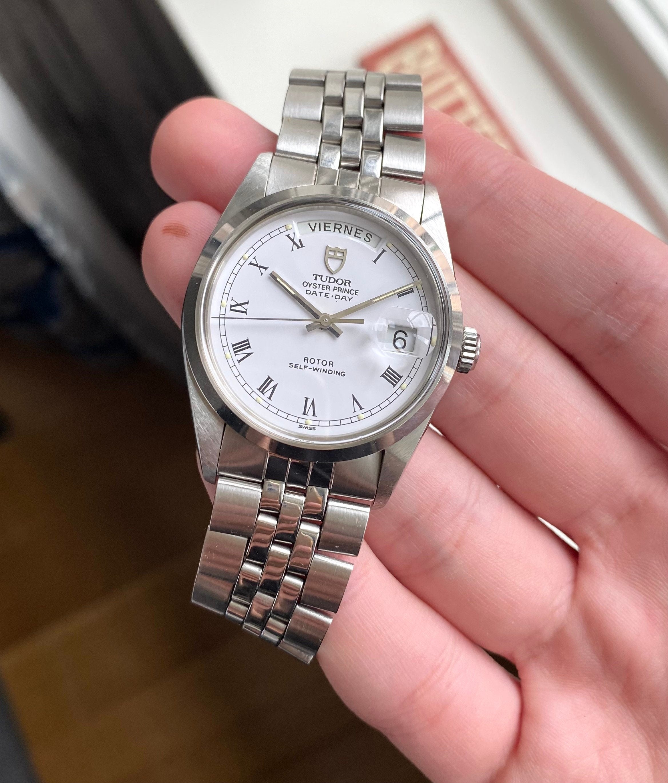 Tudor Oysterprince Date Day 80s Ref 94500 Automatic White Dial w/ Box and Papers Watch
