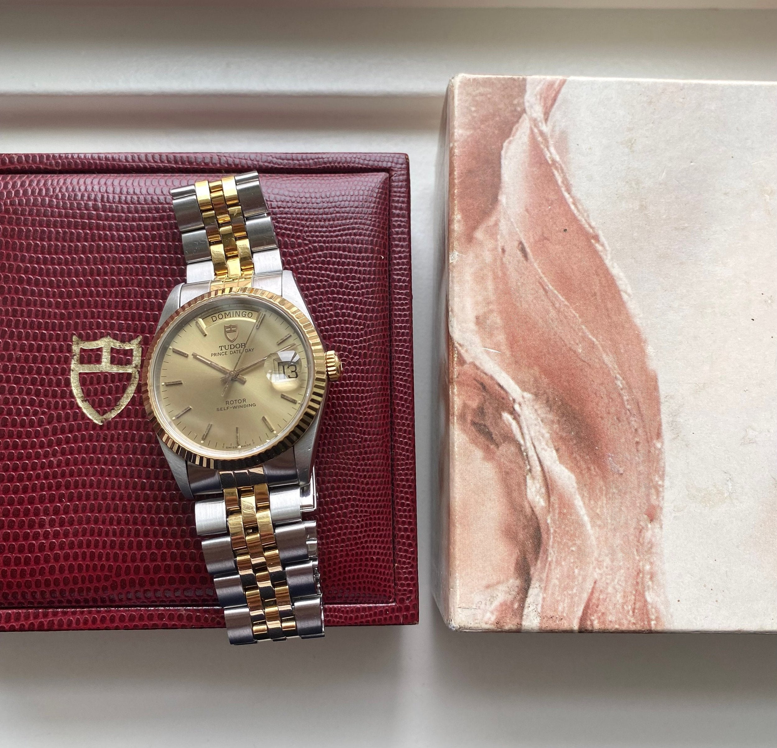 Tudor Oysterprince Dateday 94613 Champagne Dial Two Tone Full Set Watch