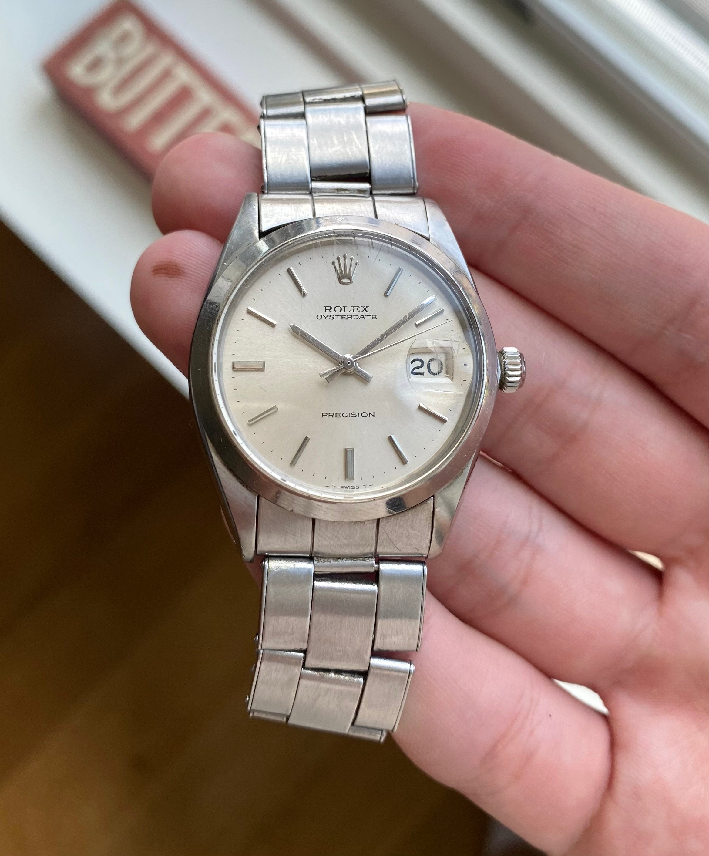 Vintage Rolex Oysterdate Precision Ref 6694 Manual Wind Silver Dial 34mm Watch