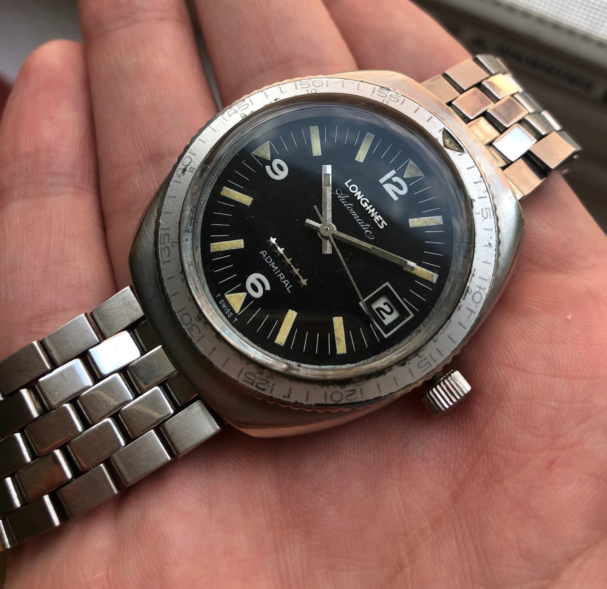Vintage Longines Admiral Diver Stainless Steel Automatic w/ Bracelet Watch