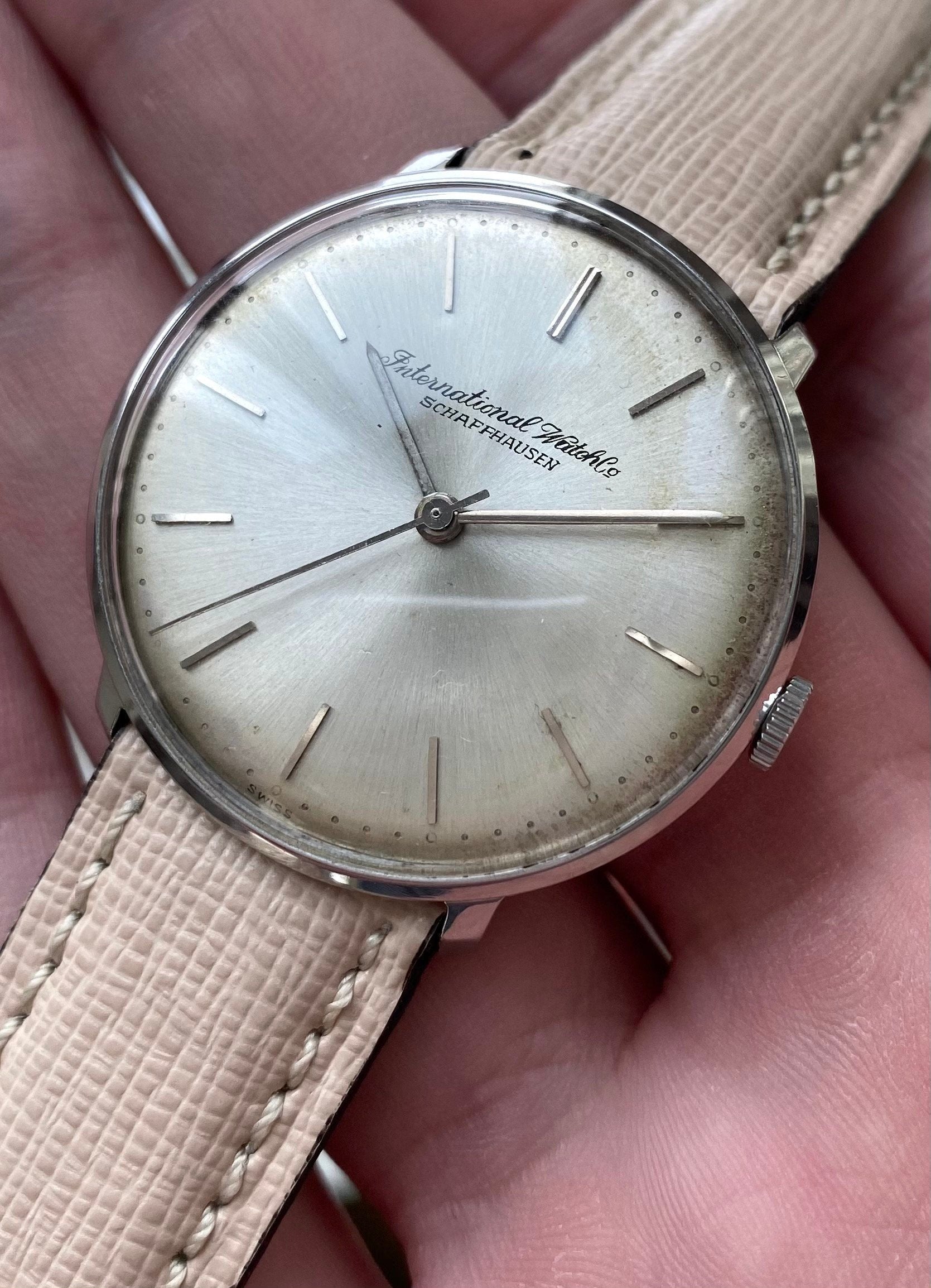 Vintage IWC Manual Wind Silver Sunburst Dial Steel Case 60s Watch