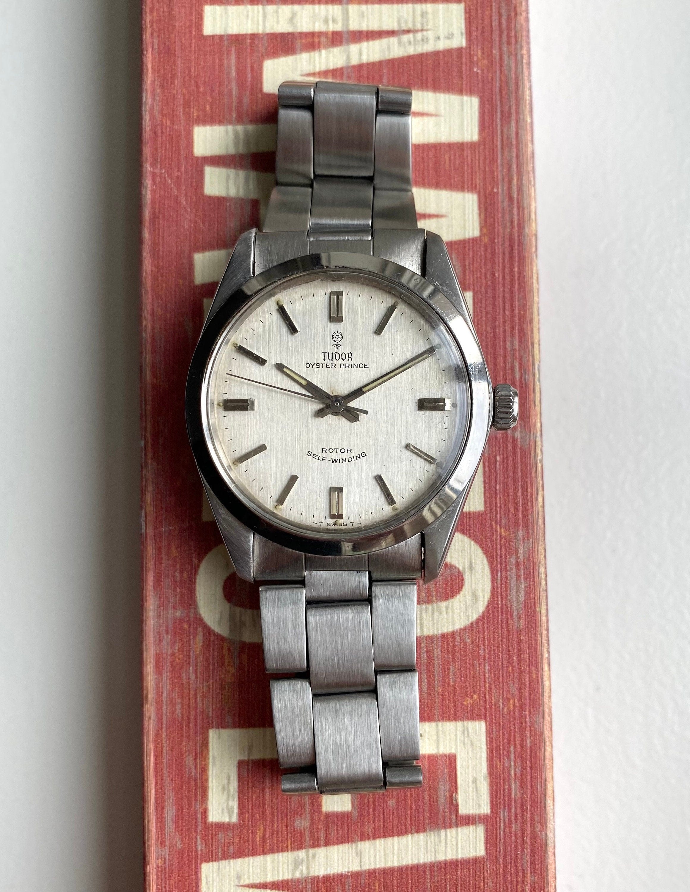 Vintage Tudor Oysterprince 60s Automatic Silver Rose Dial Steel Case Watch