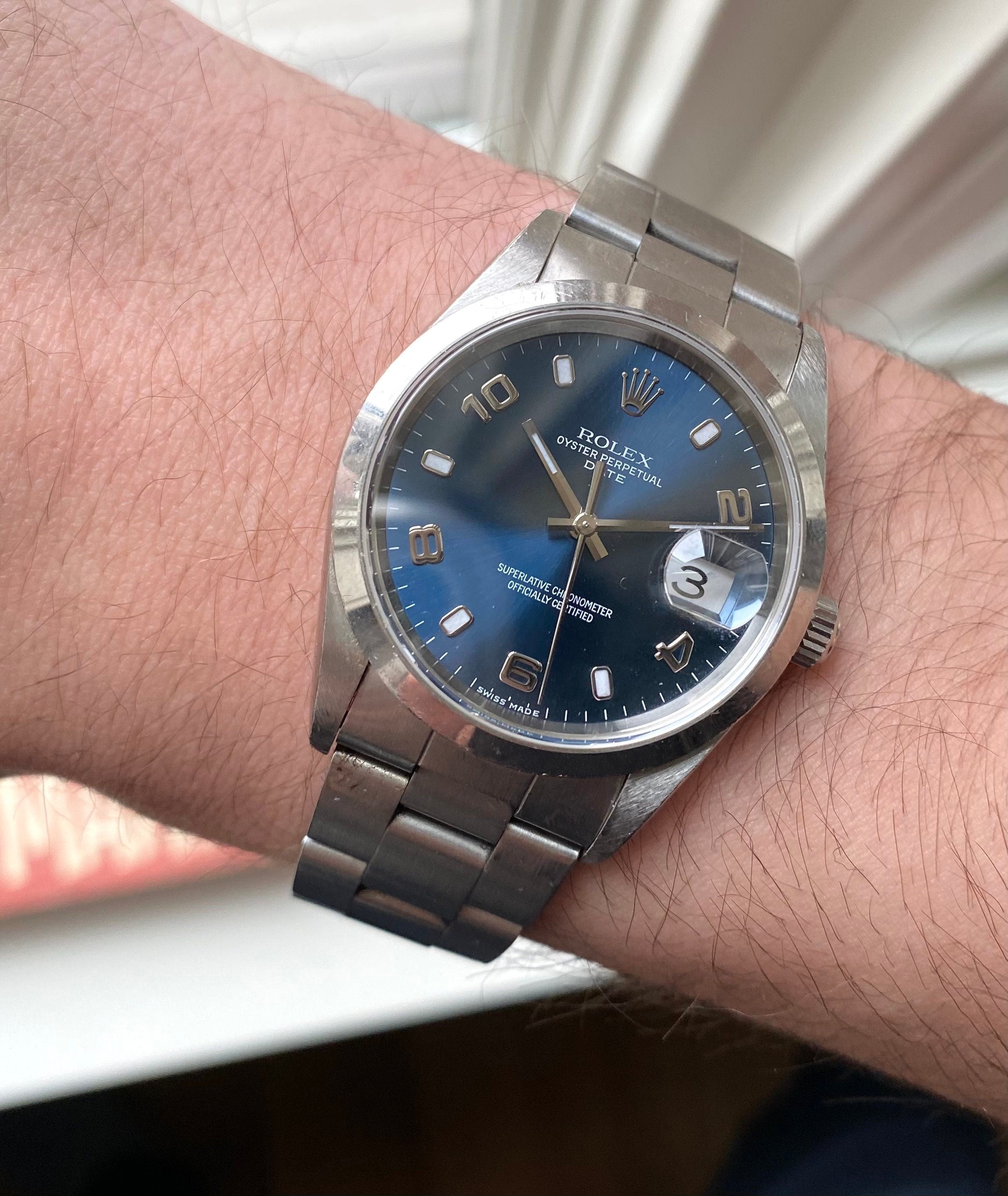 Rolex Oysterperpetual Date Ref 15200 Blue Dial Arabic Numerals Date Watch
