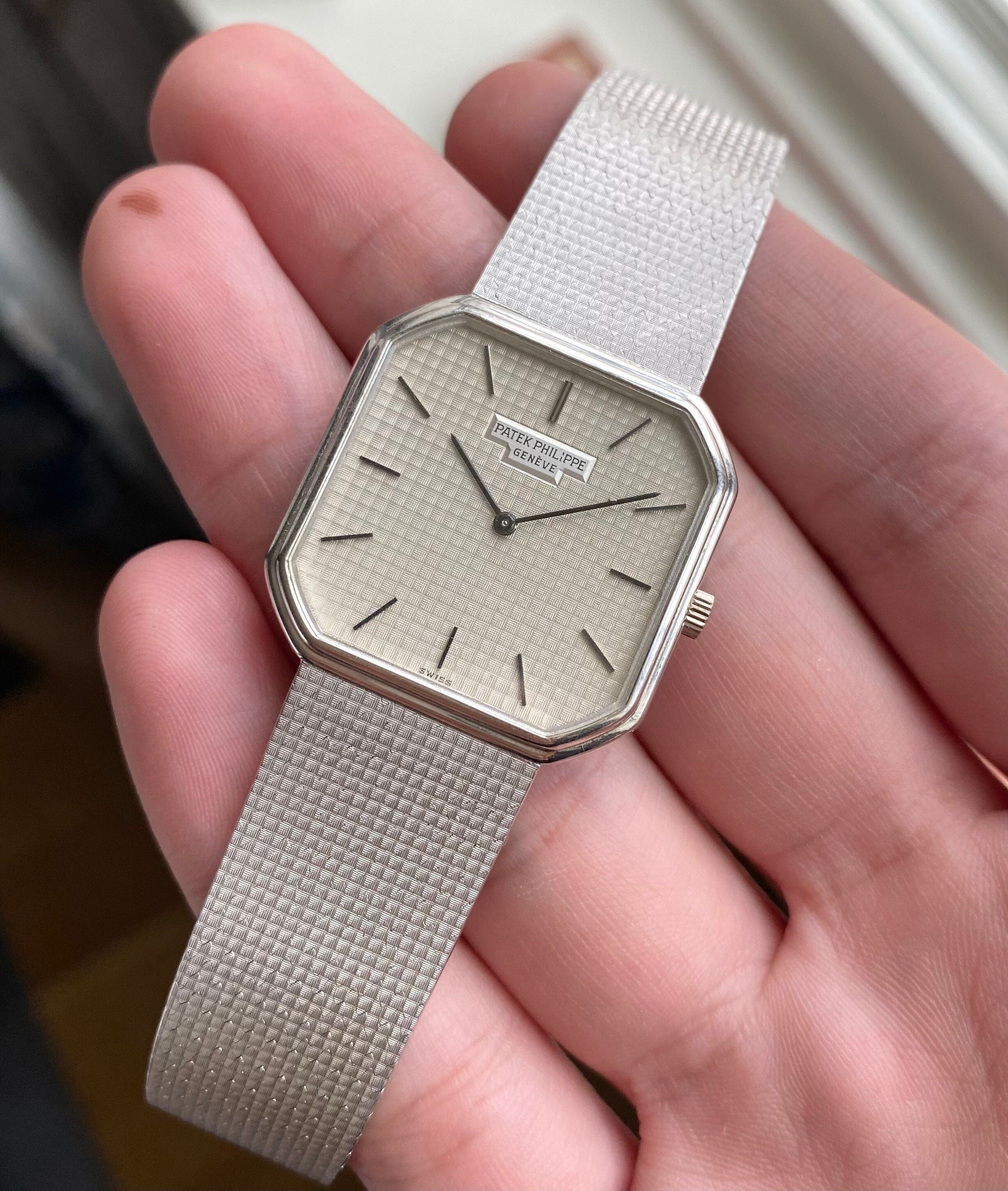 Vintage Patek Philippe 70s 18K White Gold Manual Wind White Dial w/ Bracelet