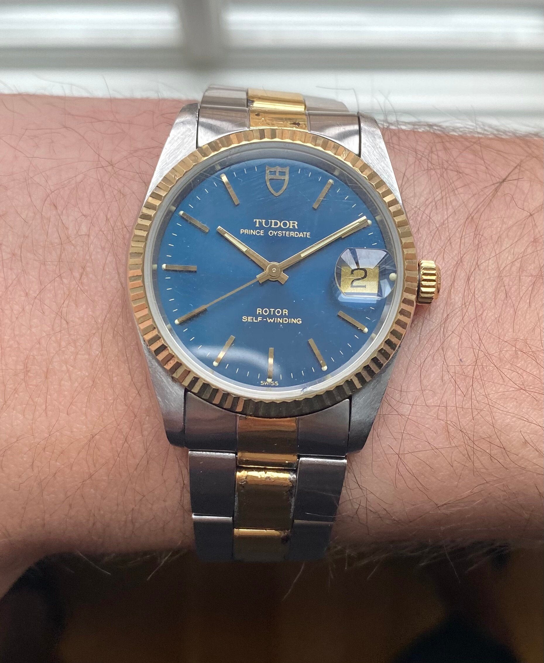 Tudor Prince Oysterdate 74033 Two Tone Automatic Blue Dial w/ Box - Papers Watch
