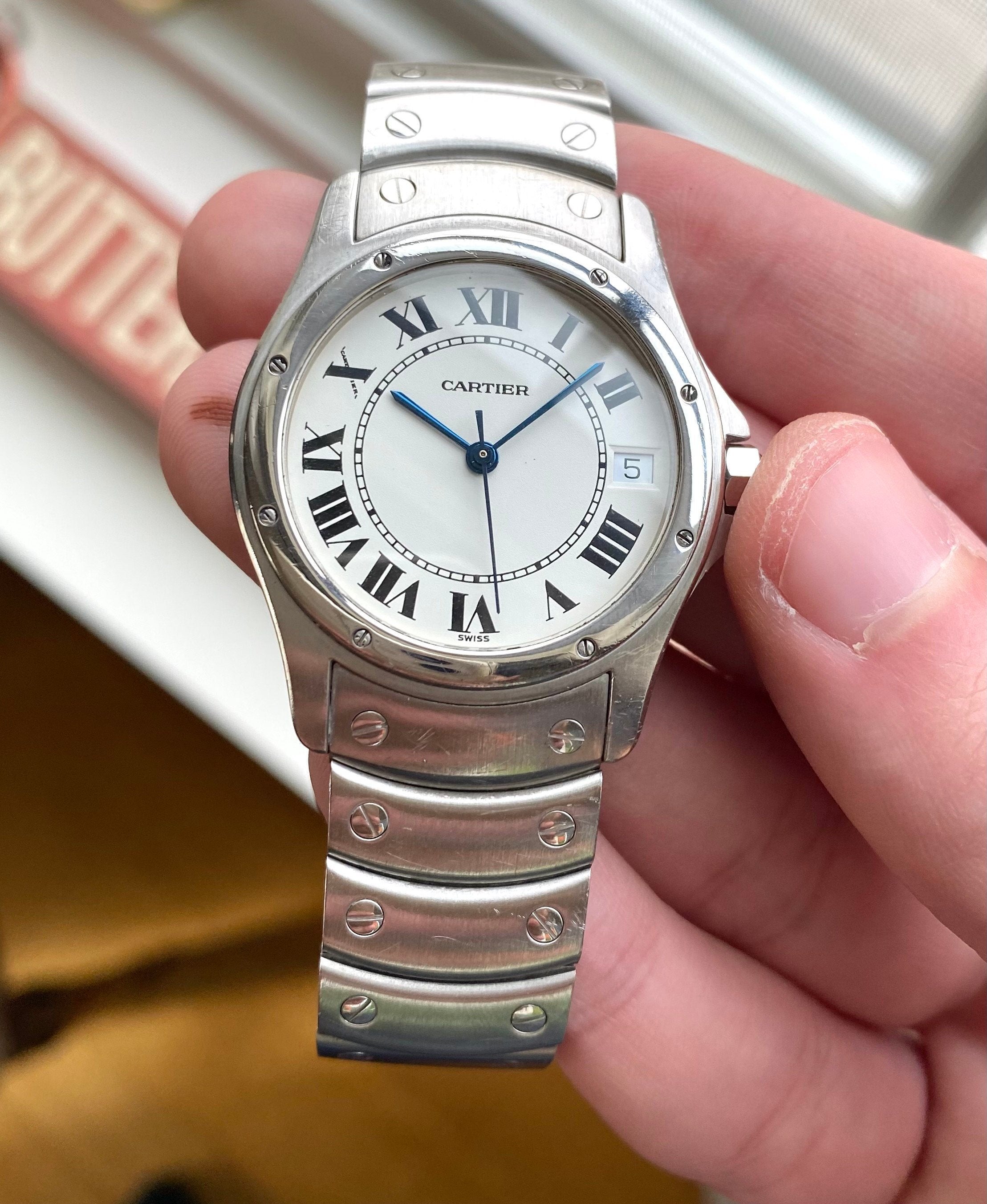 Cartier Santos Rondo Ref 1920 90s Automatic 33mm White Roman Numeral Dial Watch