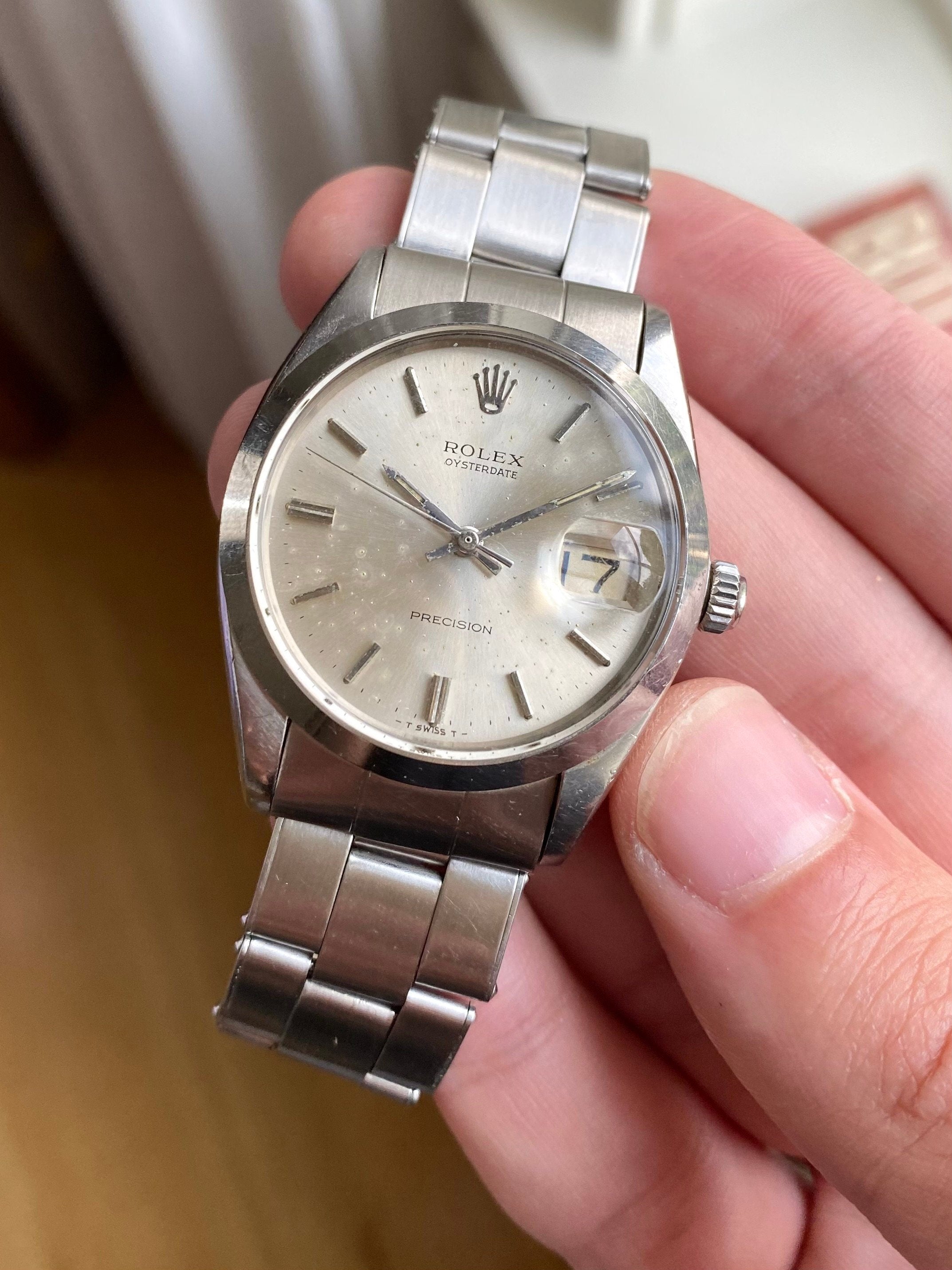 Vintage Rolex Oysterdate Precision Ref 6694 Manual Wind Silver Dial Steel 34mm Watch