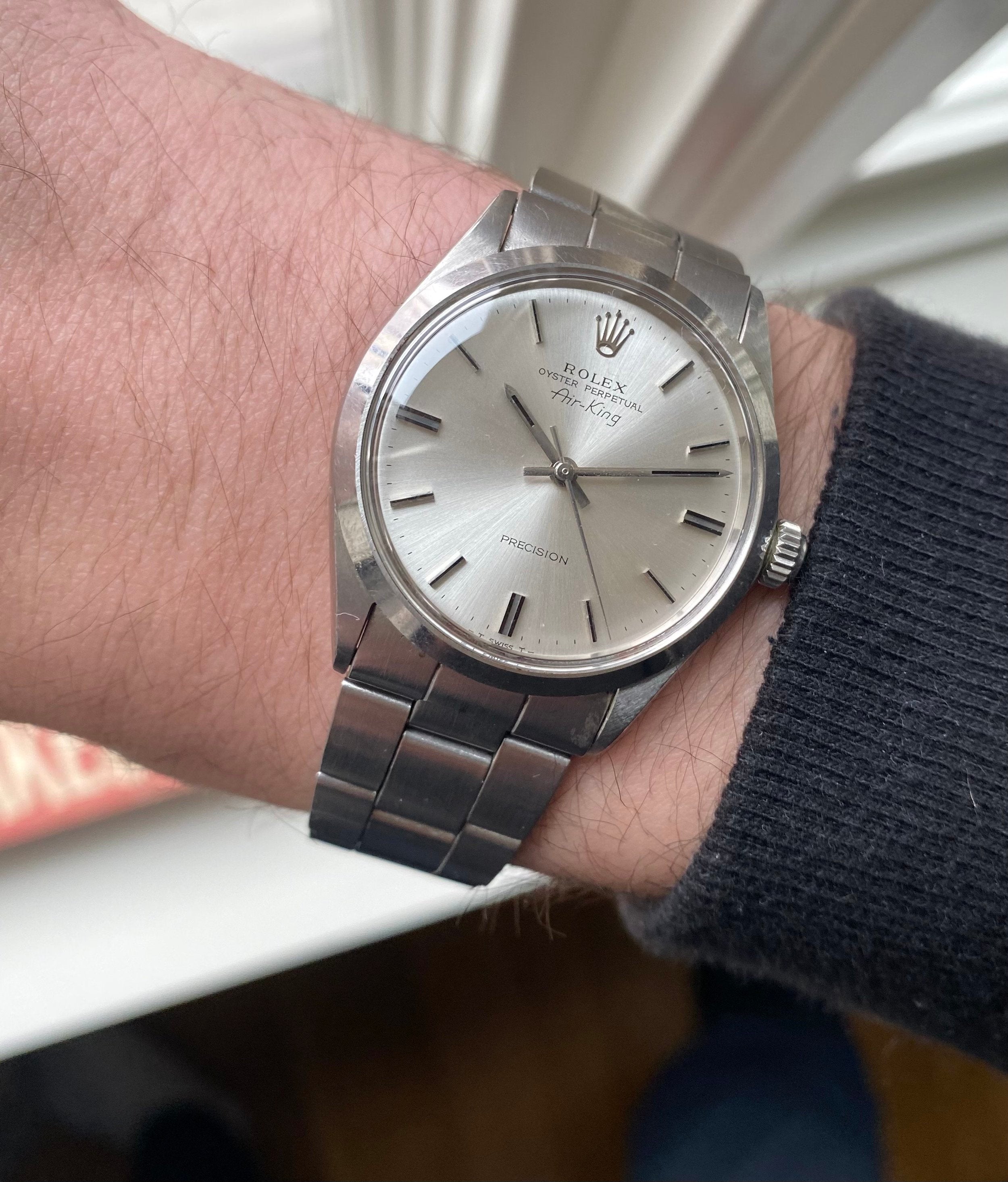 Vintage Rolex Air King Precision Ref 5500 Automatic Silver Dial 34mm Watch