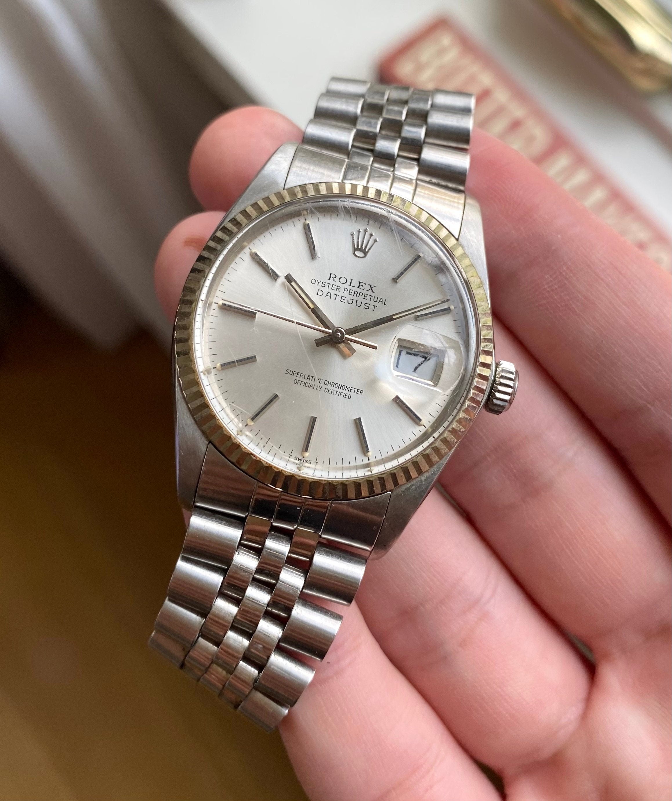 Rolex Datejust 80s Ref 16014 Silver Sunburst Dial Quickset 36mm Watch