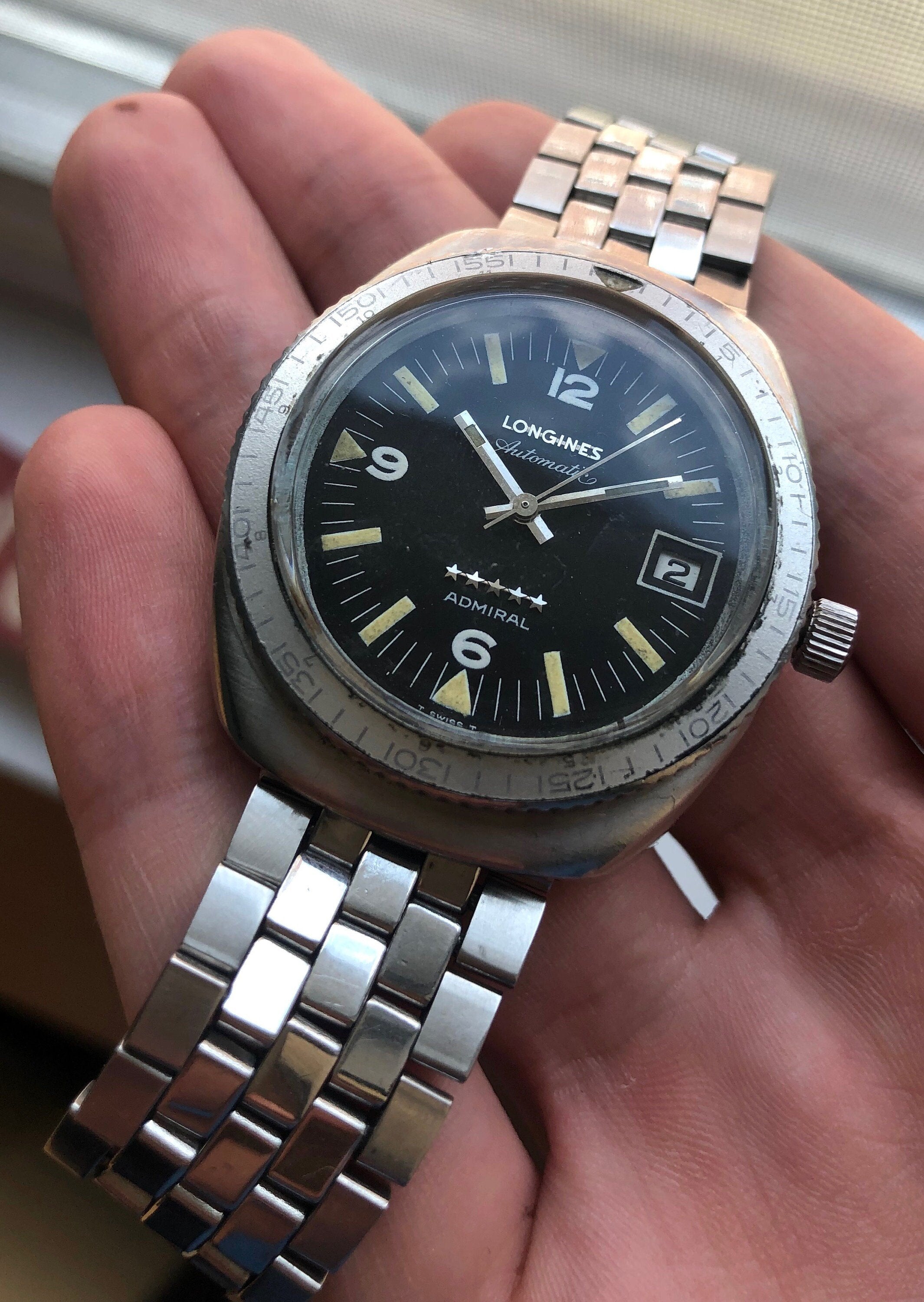Vintage Longines Admiral Diver Stainless Steel Automatic w/ Bracelet Watch