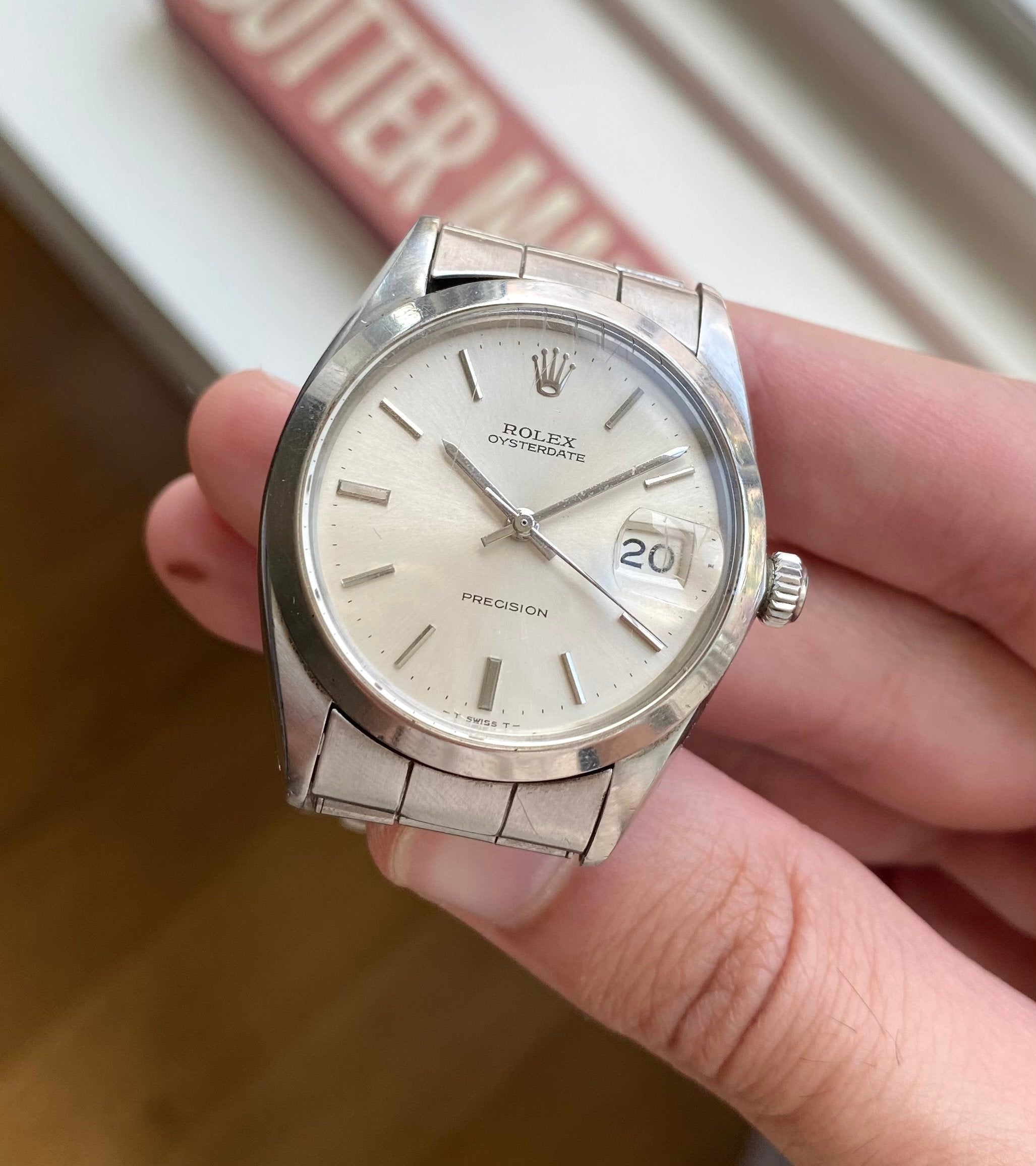 Vintage Rolex Oysterdate Precision Ref 6694 Manual Wind Silver Dial 34mm Watch