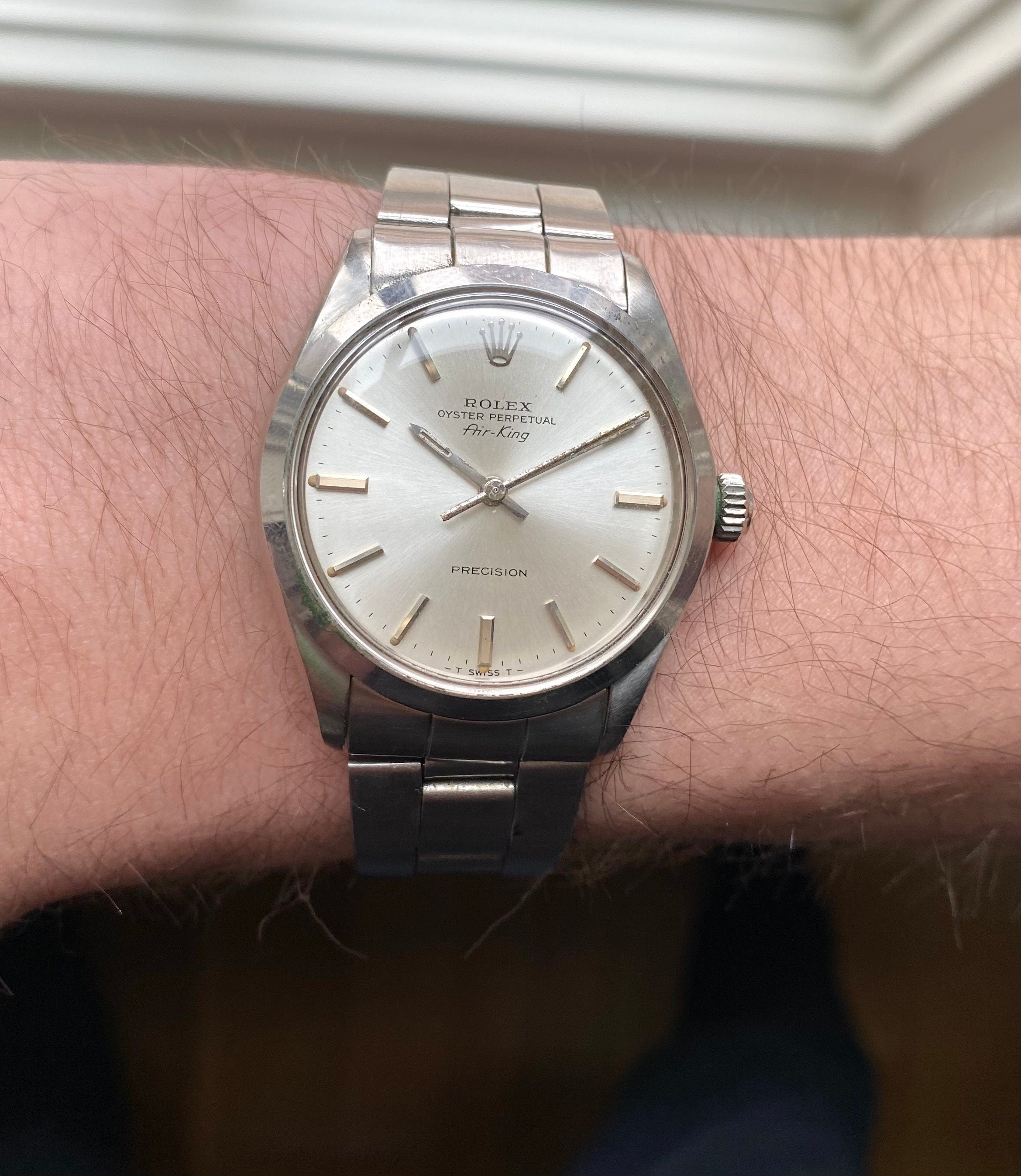 Vintage Rolex Air King Precision Ref 5500 Automatic Silver Dial 34mm Watch