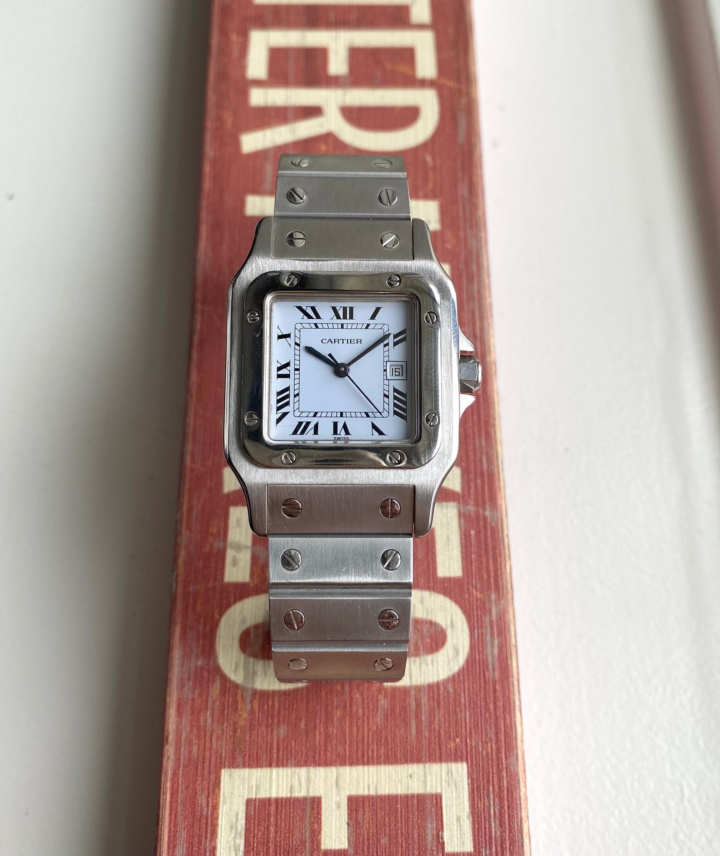 Cartier Santos 80s Ref 2960 Automatic White Roman Numeral Dial 29mm w/ Box Watch