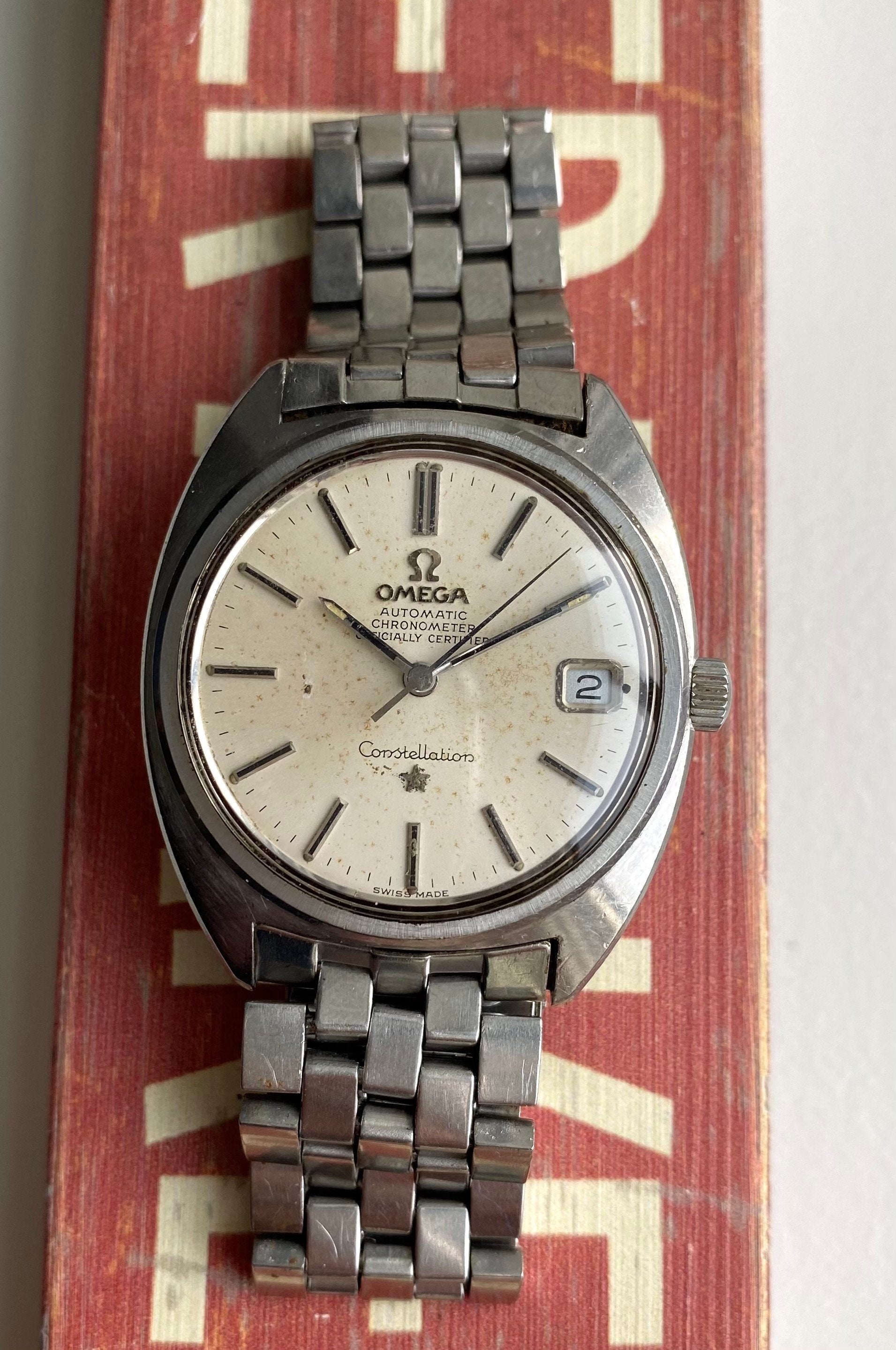 Vintage Omega Constellation Chronometer Automatic Silver Dial C-Case Watch