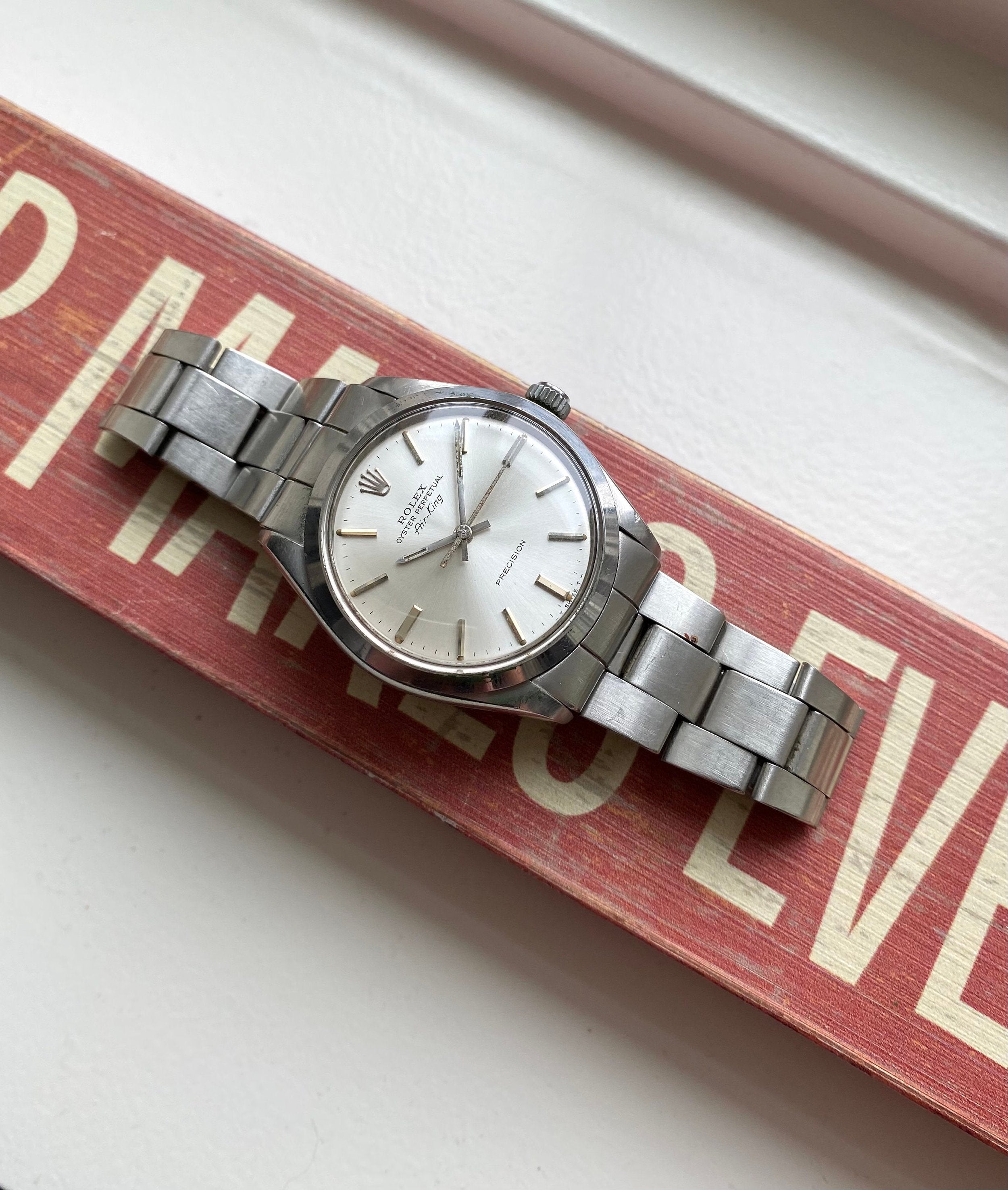 Vintage Rolex Air King Precision Ref 5500 Automatic Silver Dial 34mm Watch