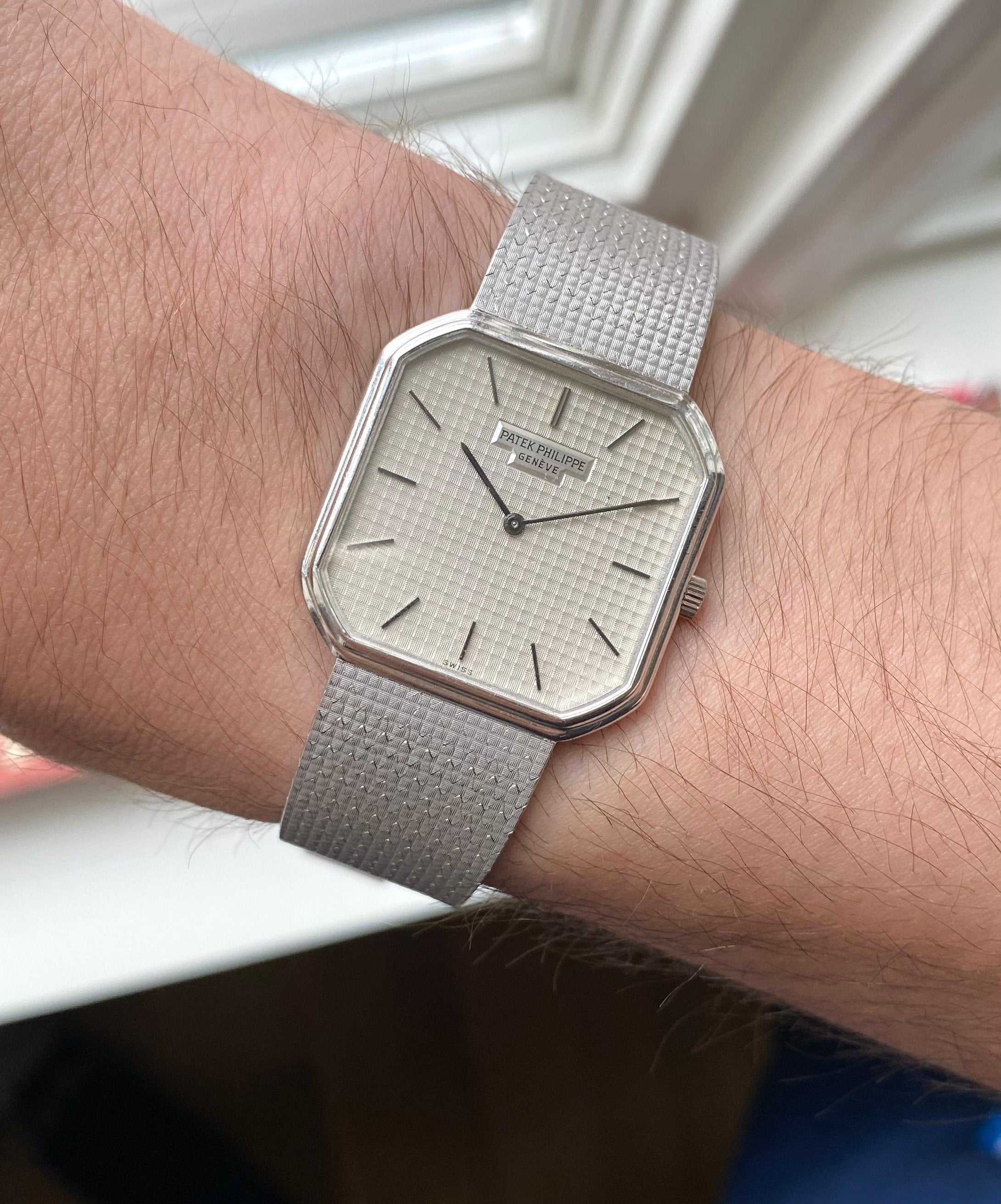 Vintage Patek Philippe 70s 18K White Gold Manual Wind White Dial w/ Bracelet