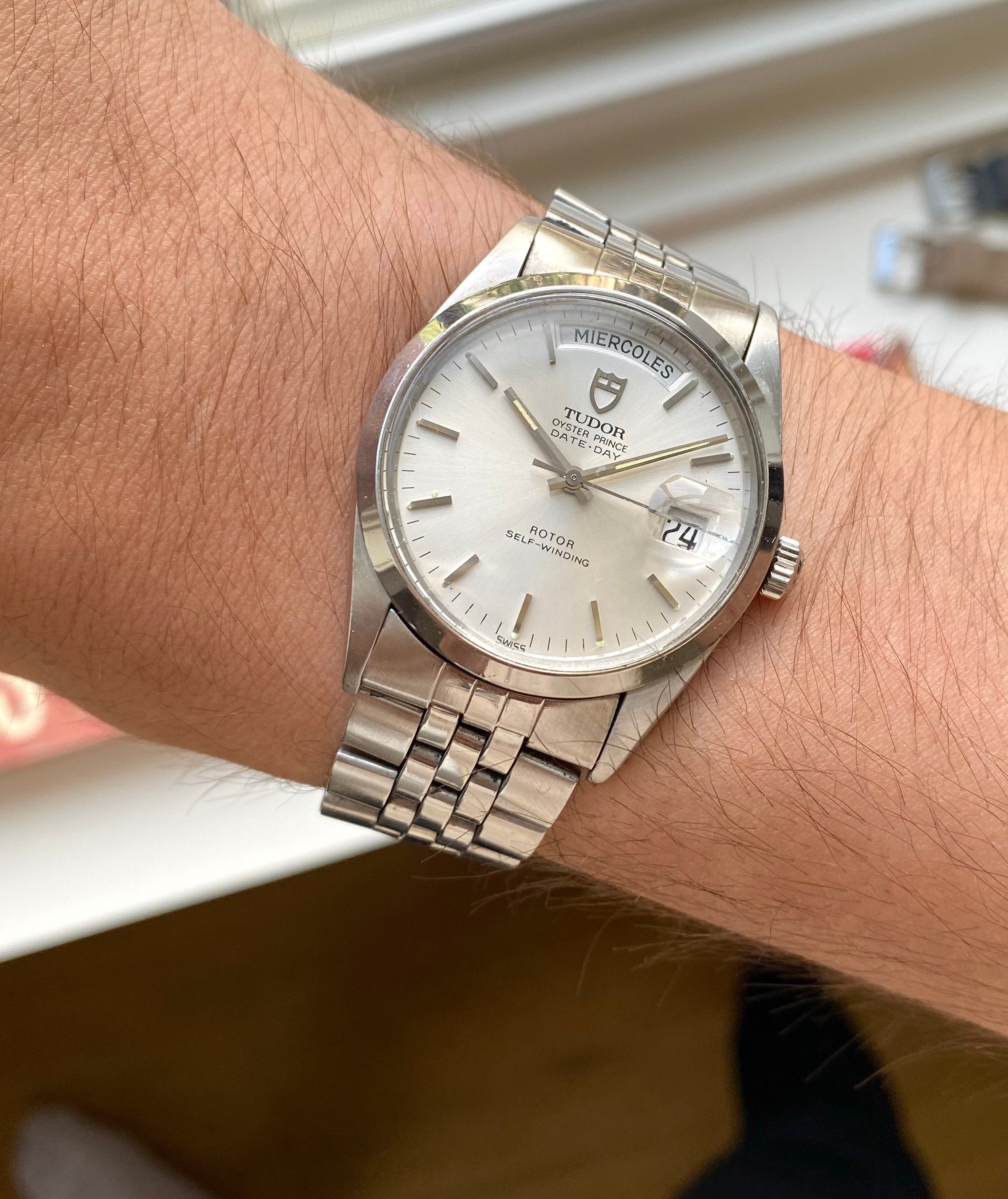 Tudor Oyster Prince Dateday 94710 Automatic Silver Dial Double Quickset Steel 36mm Watch