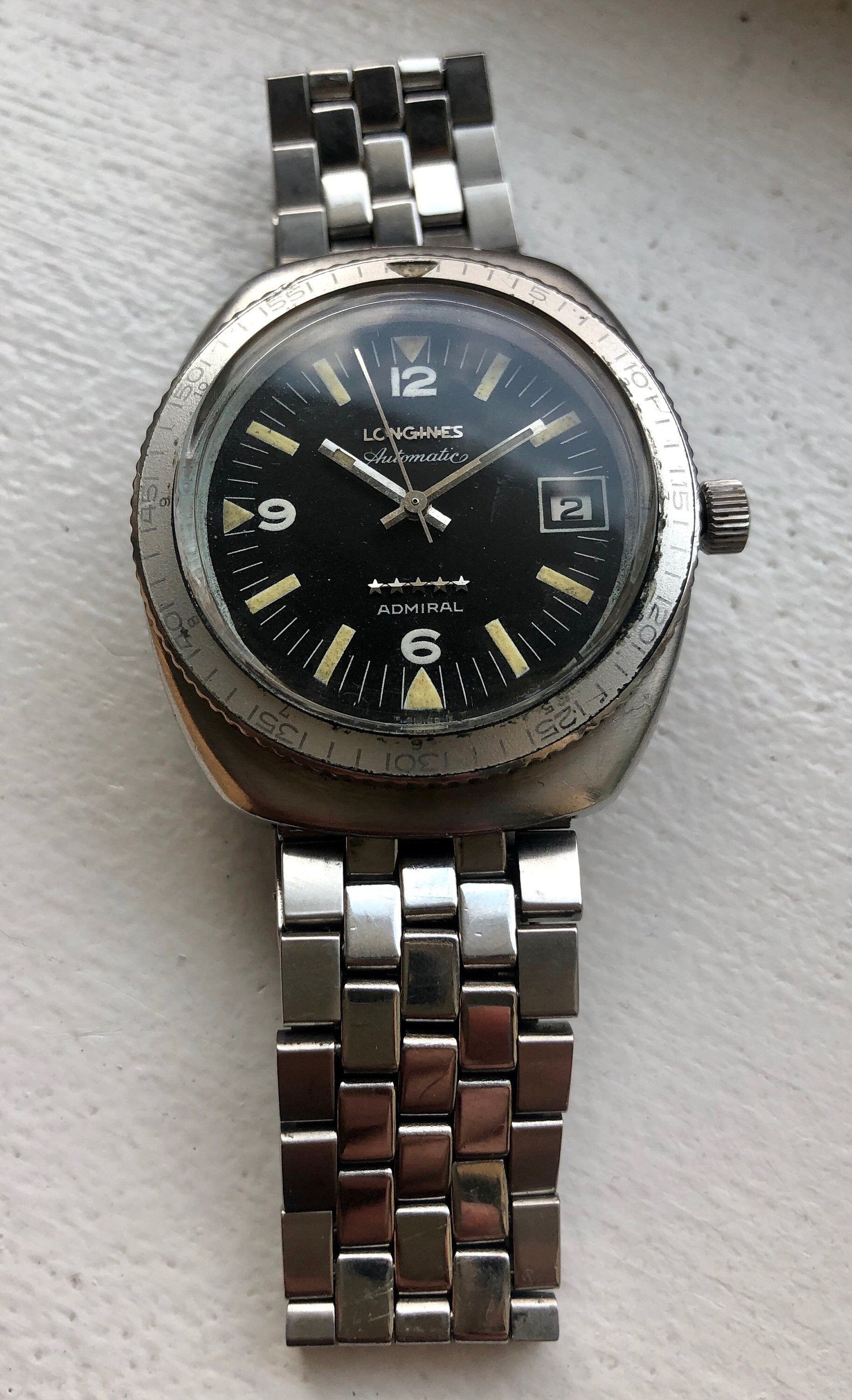 Vintage Longines Admiral Diver Stainless Steel Automatic w/ Bracelet Watch