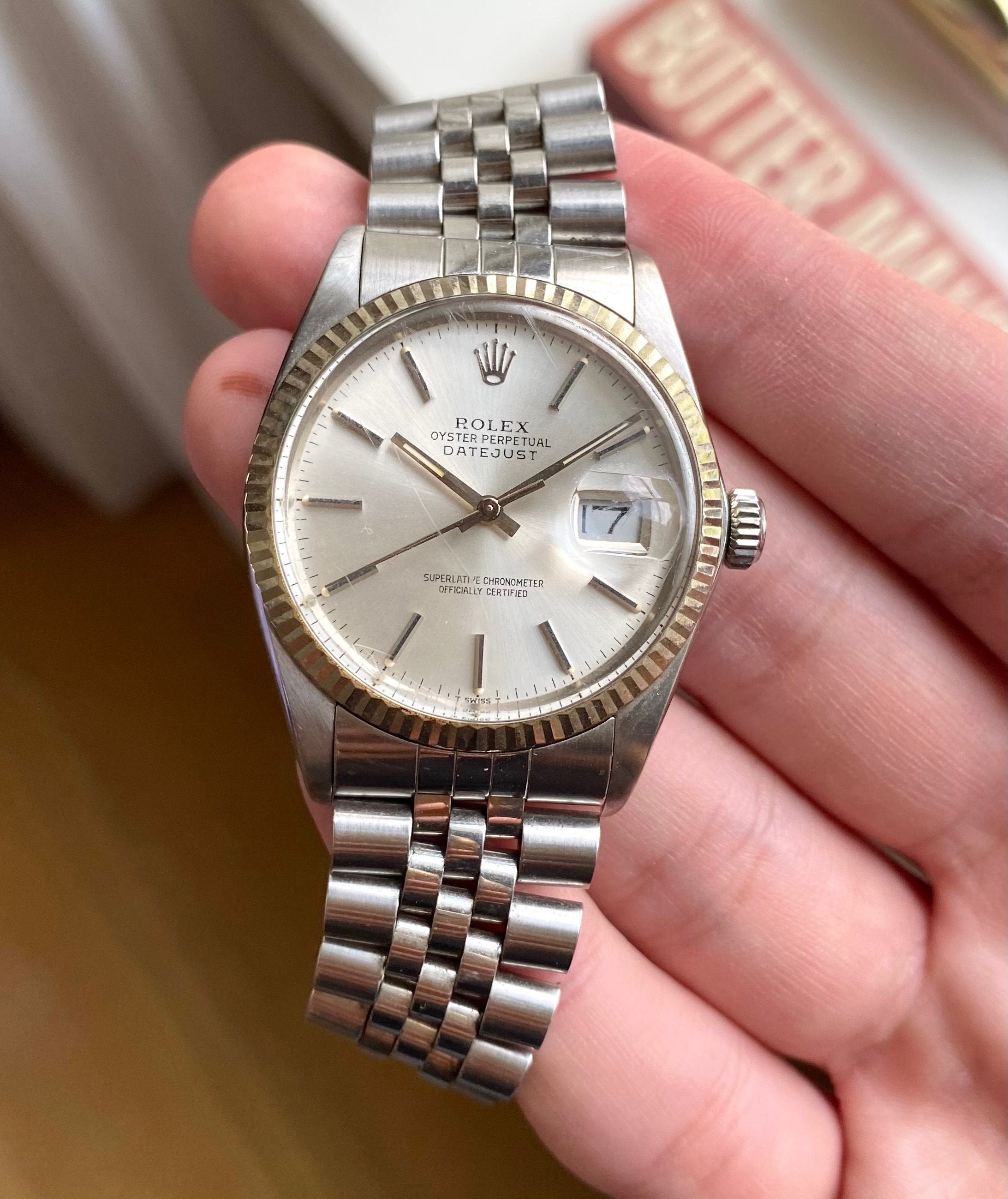 Rolex Datejust 80s Ref 16014 Silver Sunburst Dial Quickset 36mm Watch