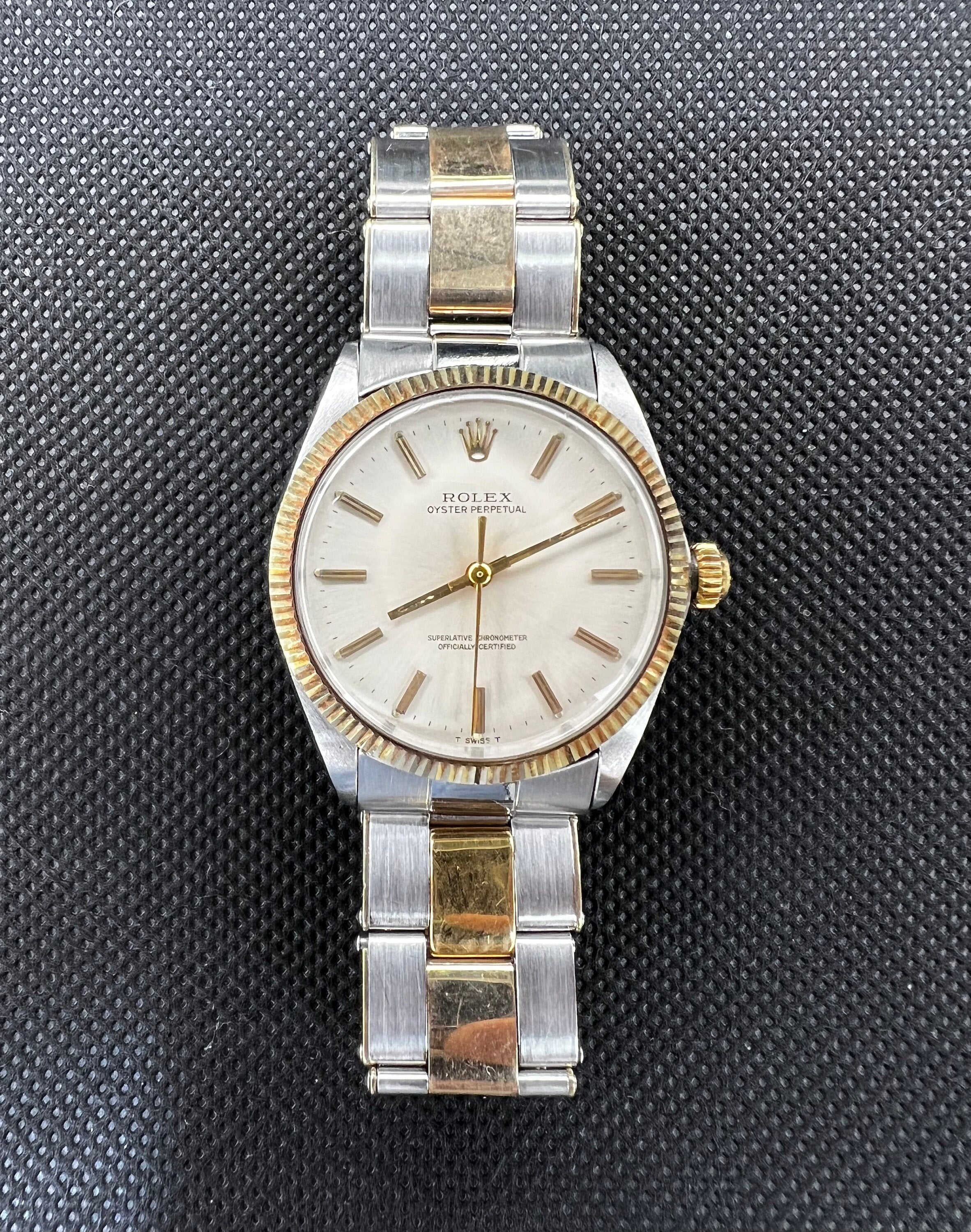 Rolex Oyster Perpetual 1005 Vintage Automatic Silver Dial Two Tone Case