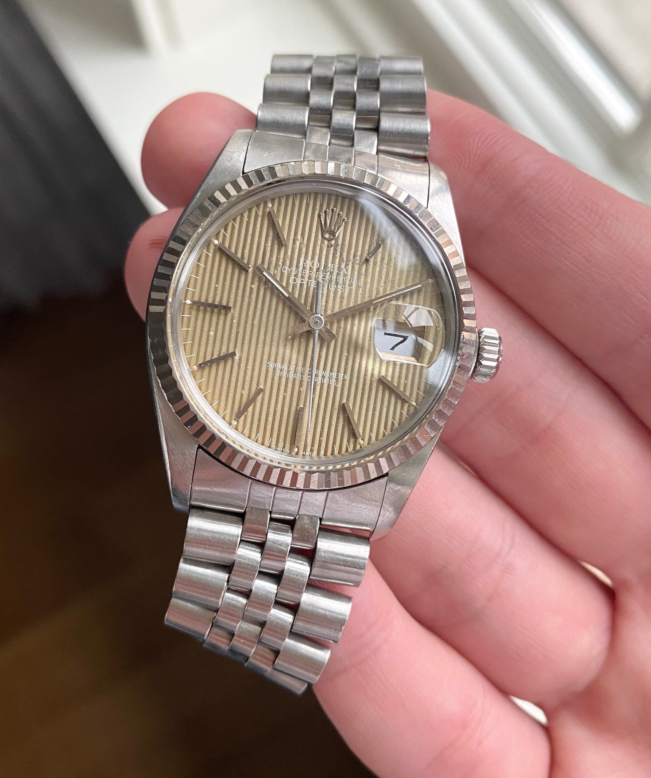 Datejust 80s Ref 16014 “Booger Green” Tapestry Dial Quickset Date 36mm