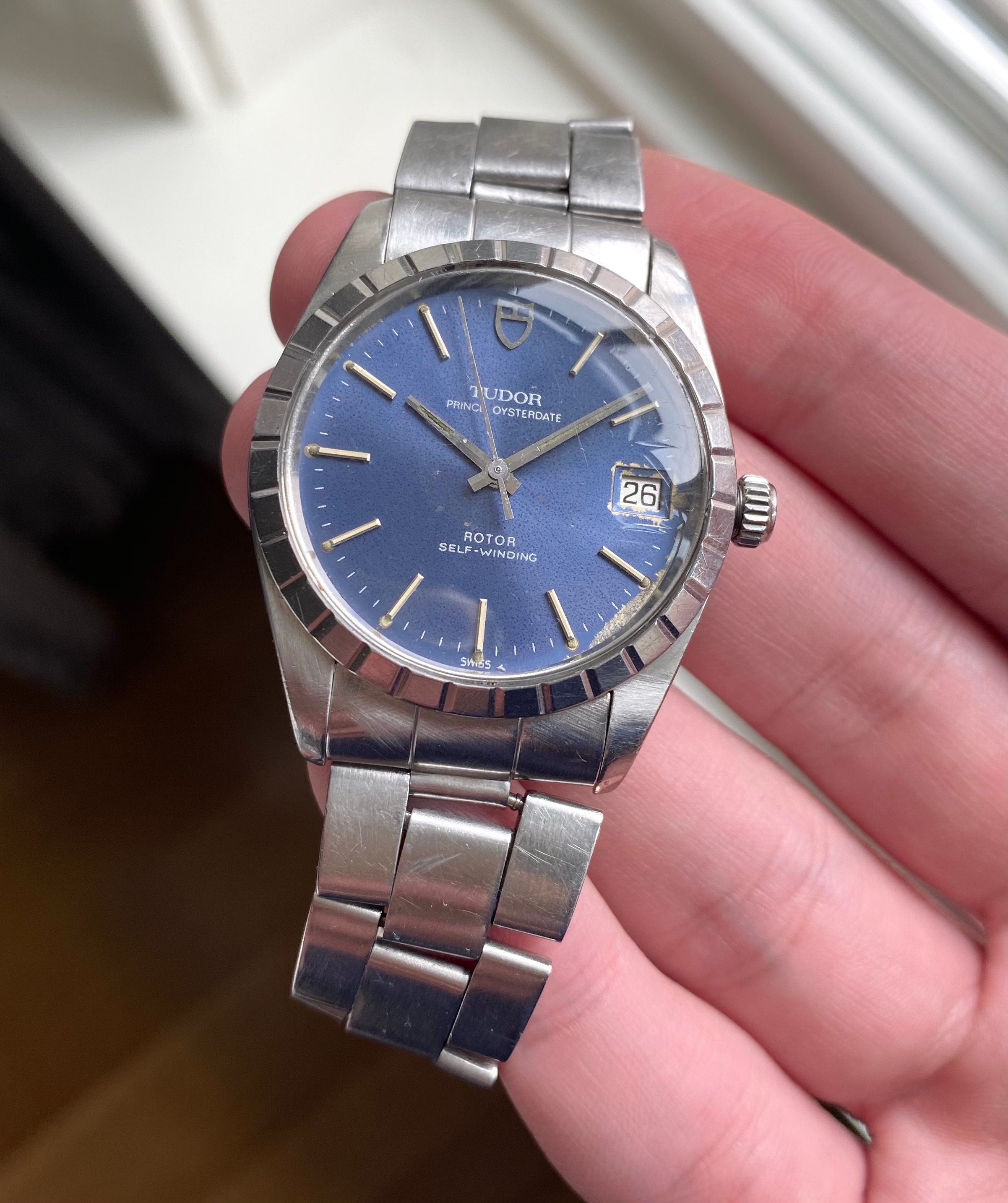 Vintage Tudor Prince Oysterdate 80s Ref 74000 Blue Dial Automatic Quickset Watch