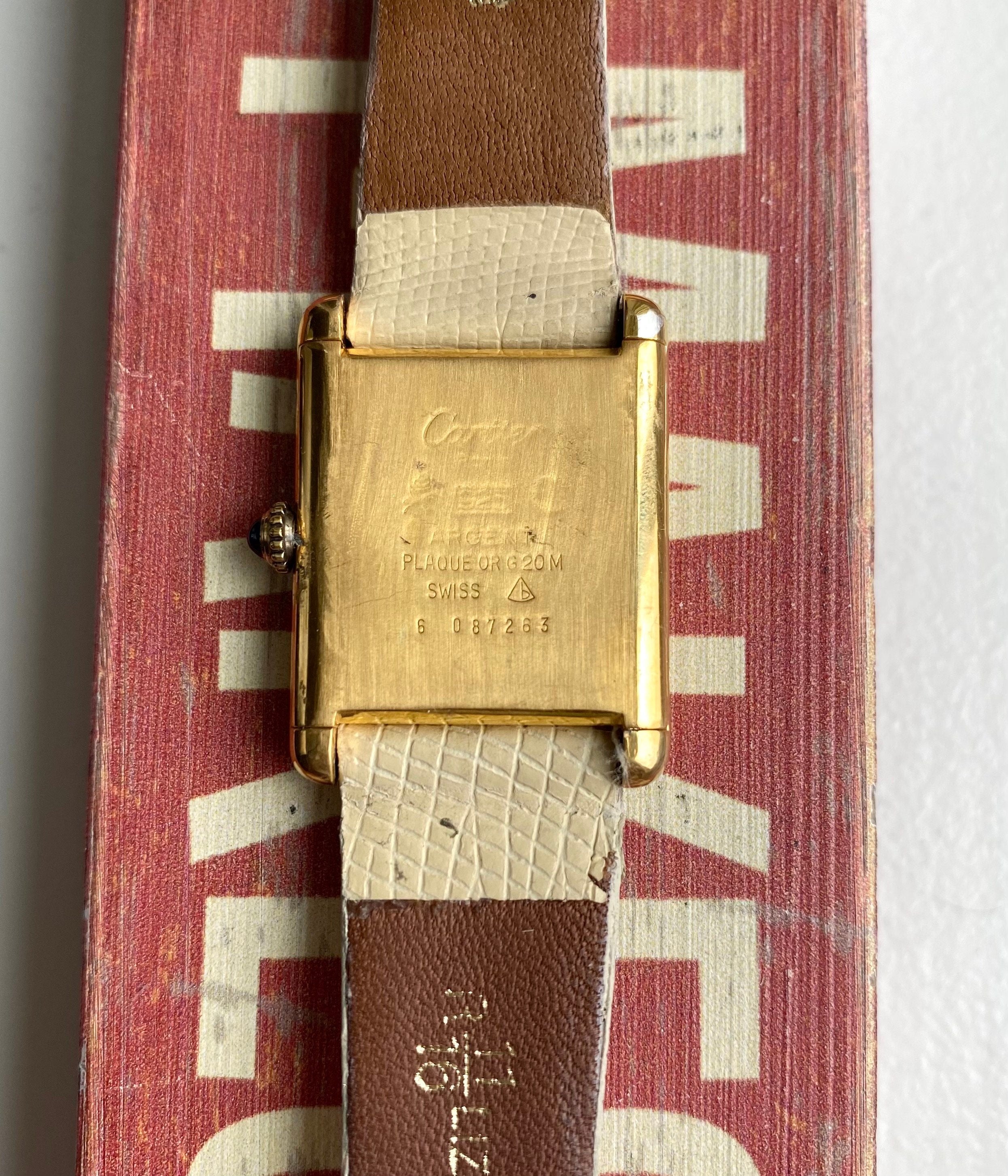Vintage Cartier Tank Manual Wind Lemon Roman Numeral Dial 18K Electroplate Watch