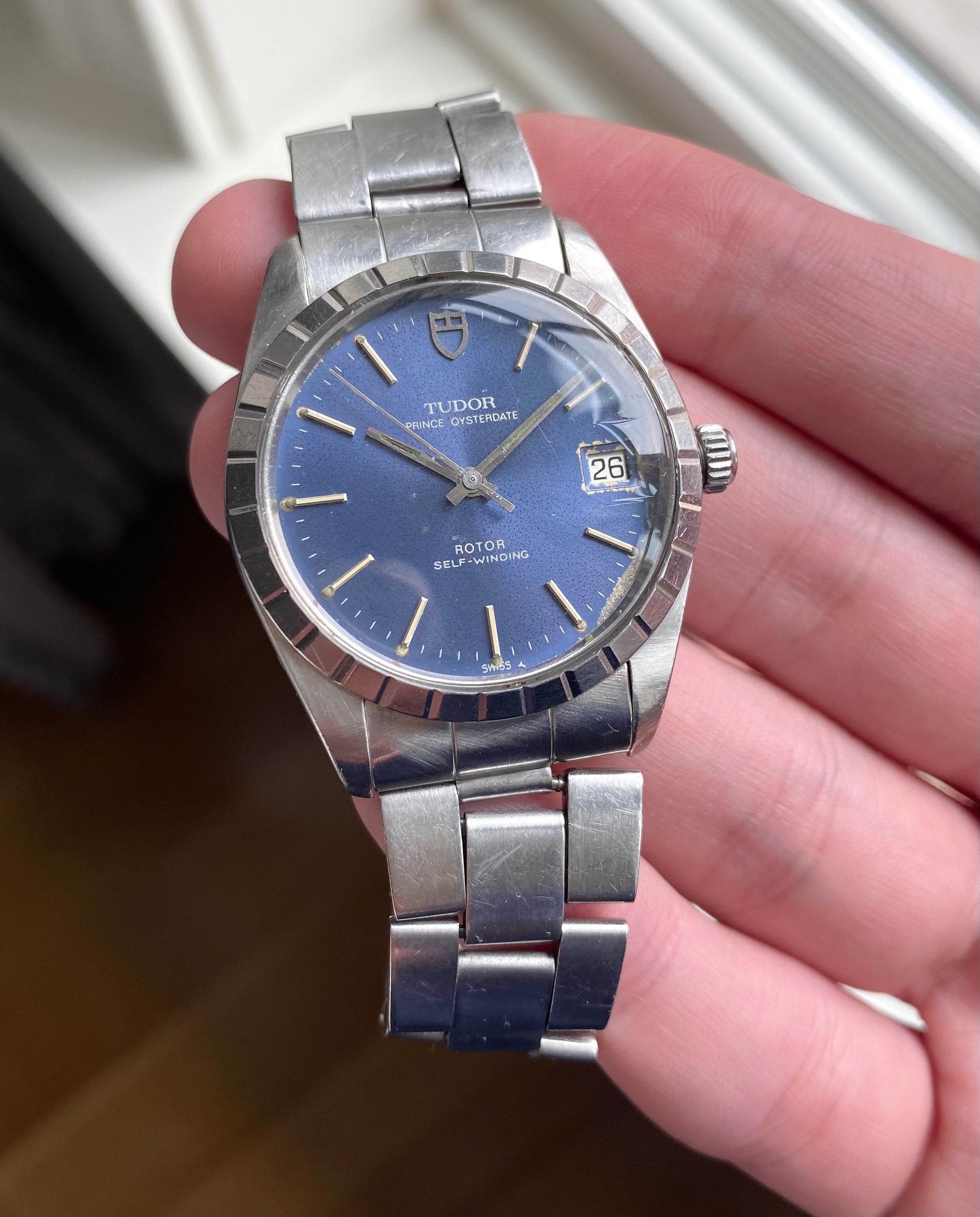 Vintage Tudor Prince Oysterdate 80s Ref 74000 Blue Dial Automatic Quickset Watch