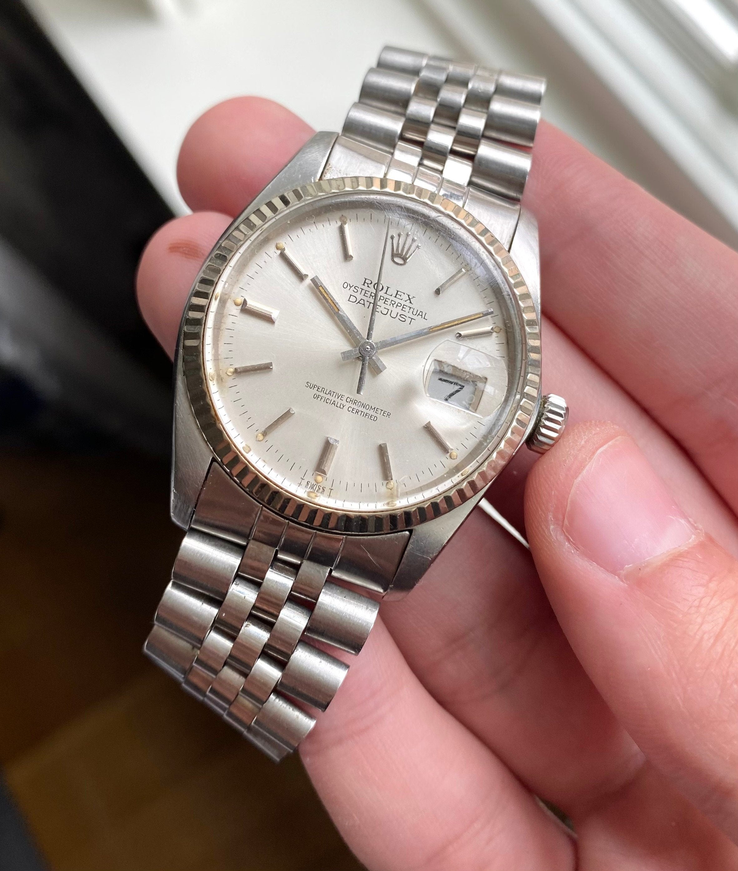 Vintage Rolex Datejust 80s Ref 16014 Silver Dial Quickset 36mm Serviced Watch