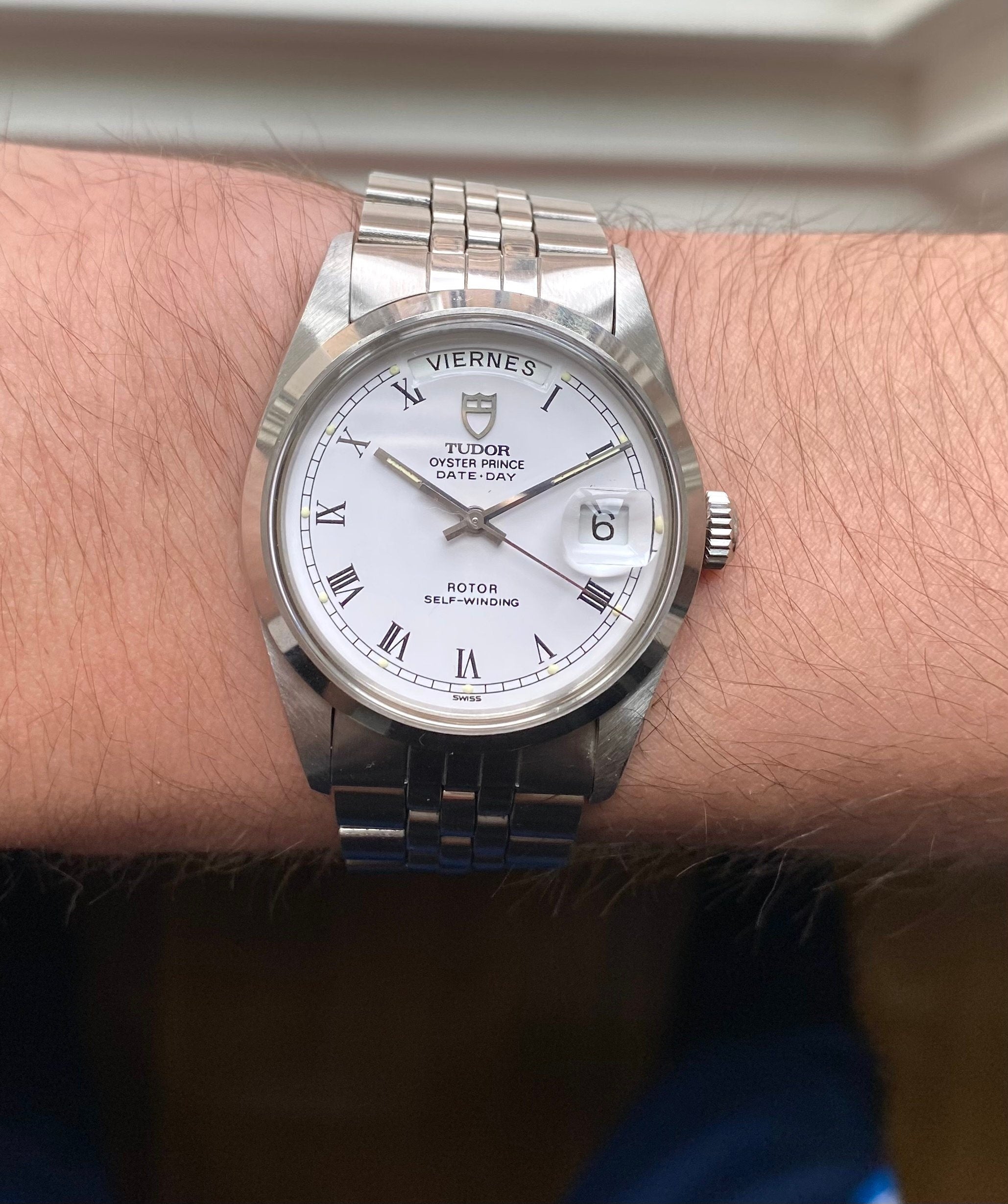 Tudor Oysterprince Date Day 80s Ref 94500 Automatic White Dial w/ Box and Papers Watch