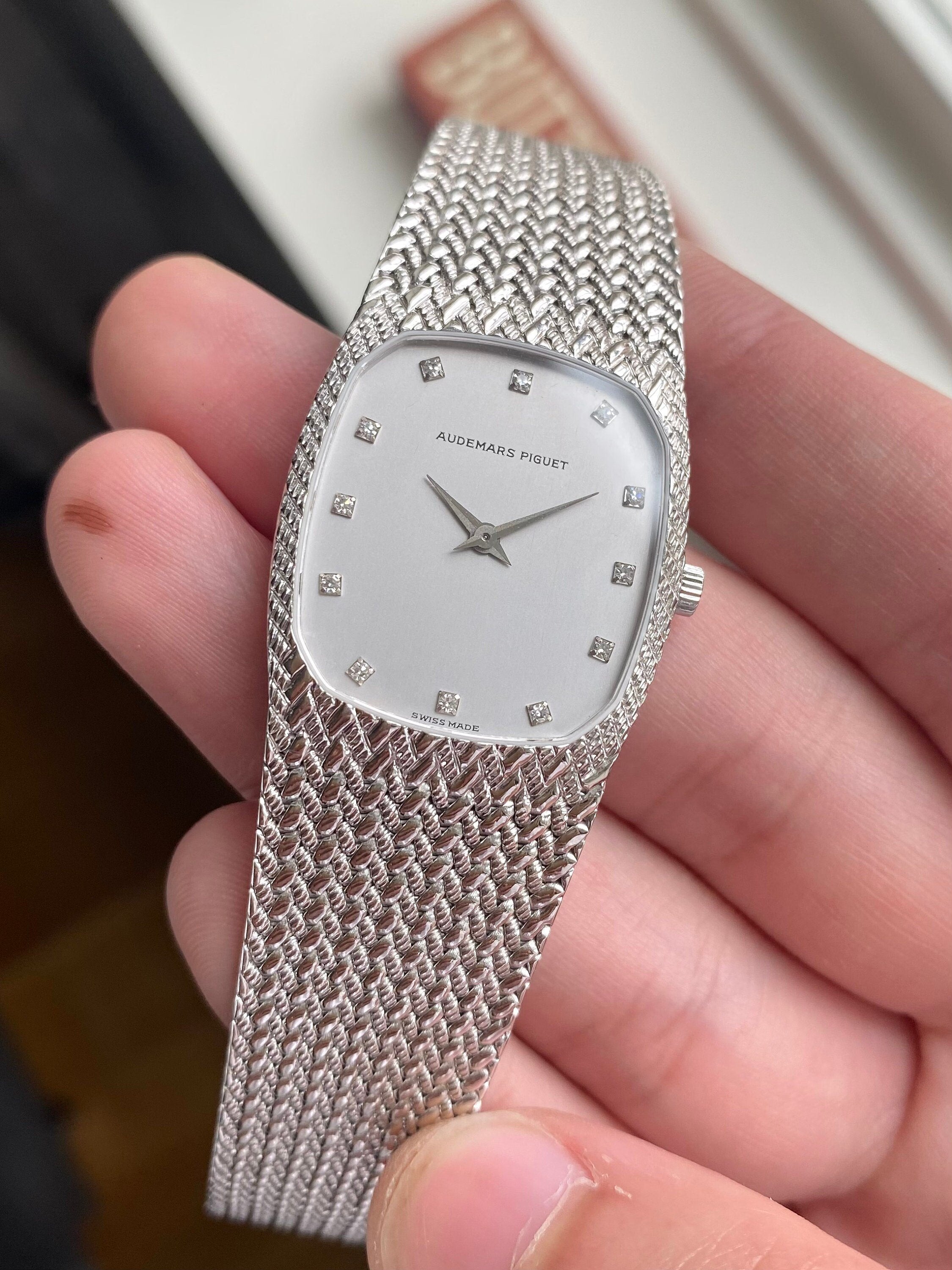 Vintage Audemars Piguet 70s 18K Gold Manual Wind Factory Diamond Dial Watch