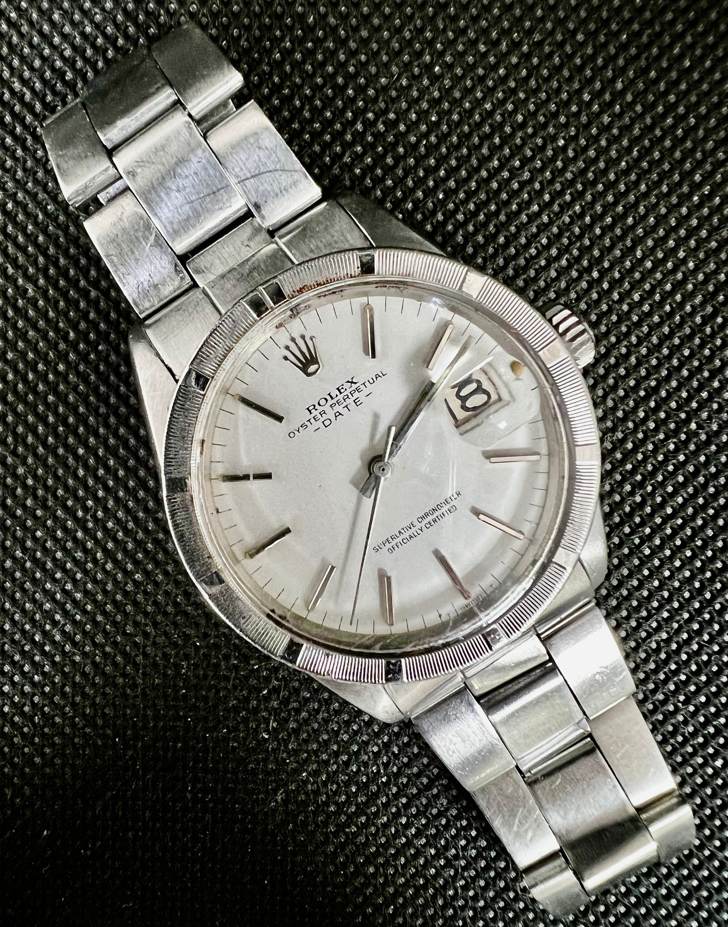 Vintage Rolex Oyster Perpetual Date 60’s Reference 1500 White Dial 34mm Watch