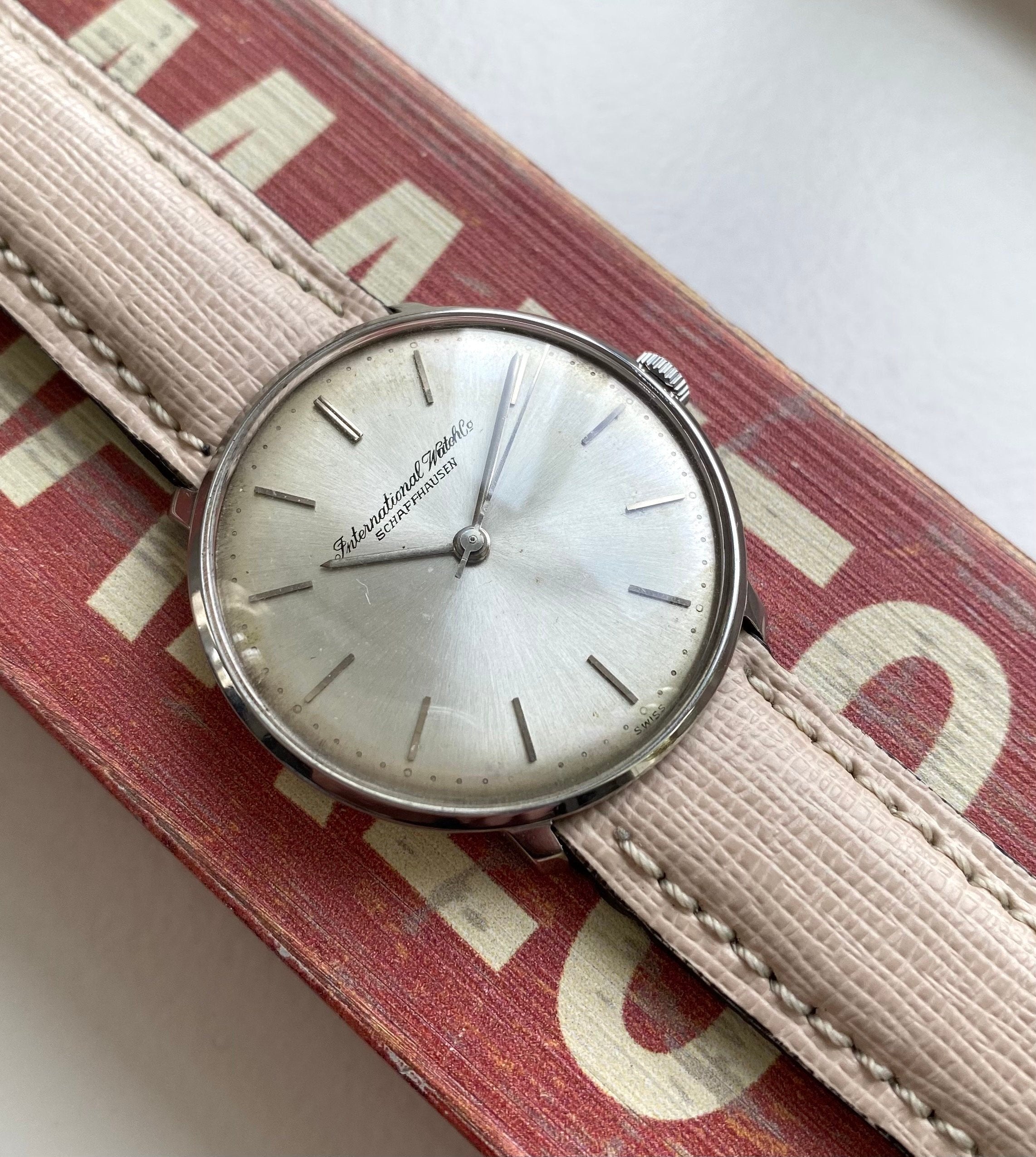 Vintage IWC Manual Wind Silver Sunburst Dial Steel Case 60s Watch