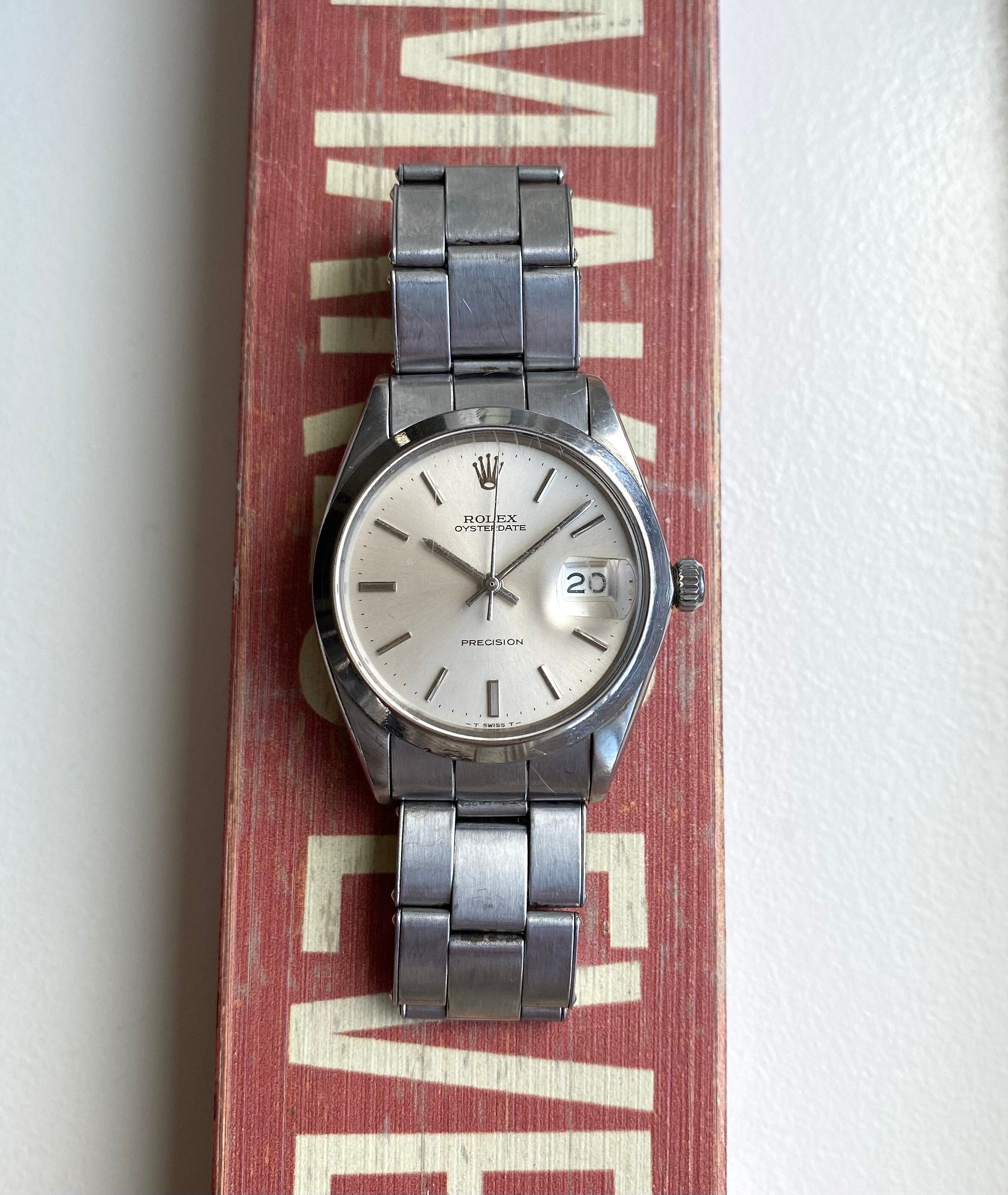 Vintage Rolex Oysterdate Precision Ref 6694 Manual Wind Silver Dial 34mm Watch