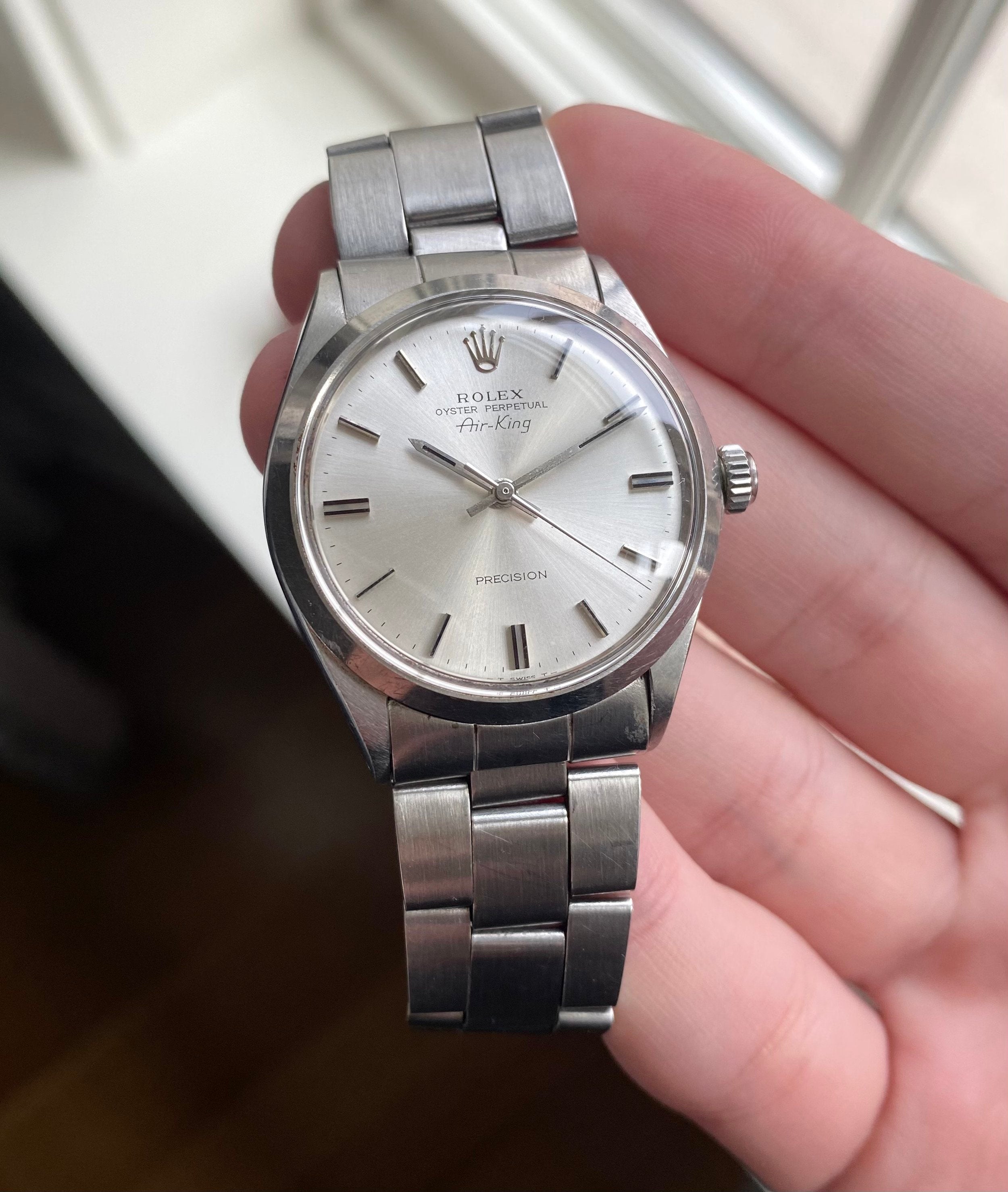Vintage Rolex Air King Precision Ref 5500 Automatic Silver Dial 34mm Watch