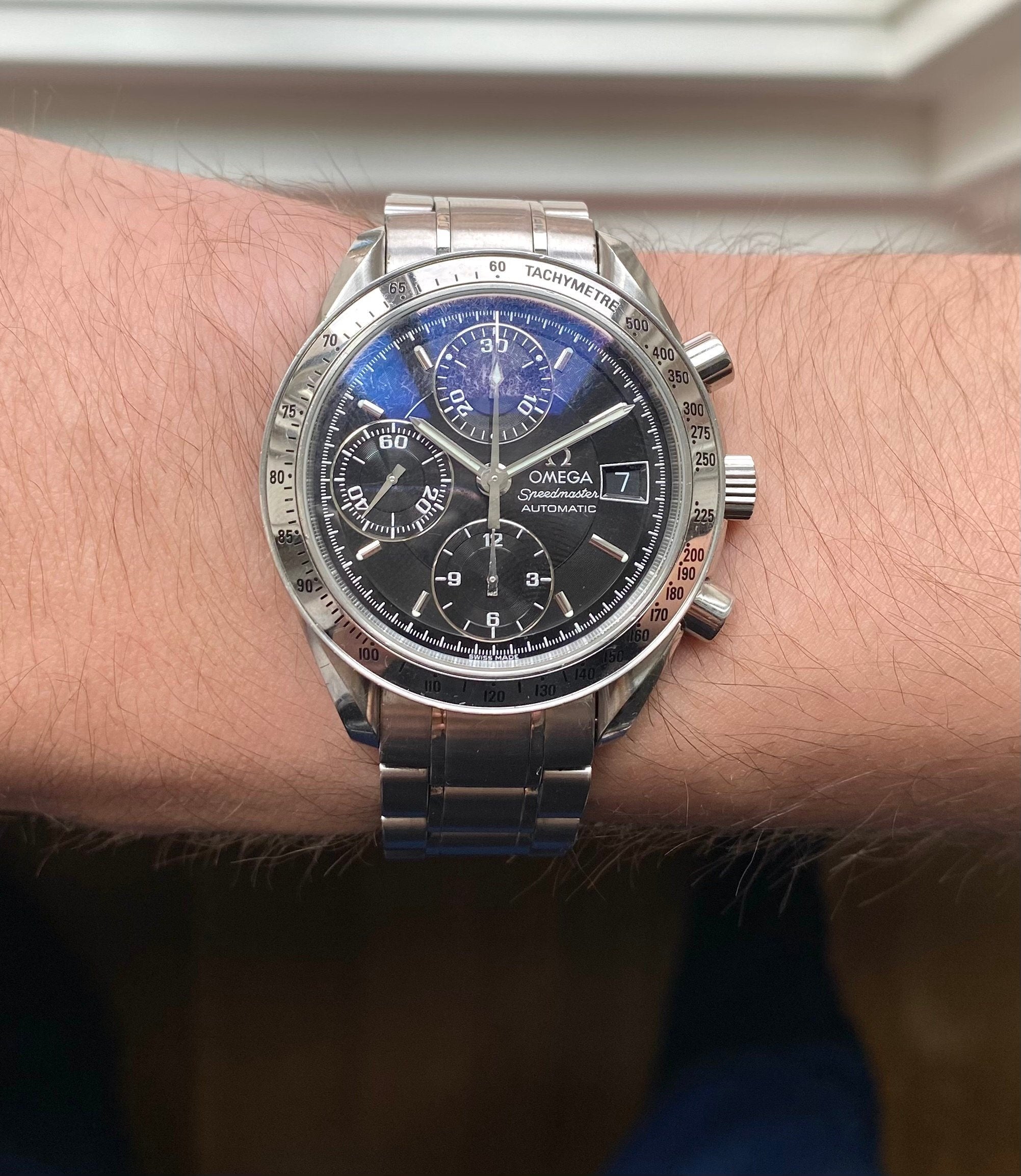 Omega Speedmaster Ref 3513.50 Quickset Date Automatic Chronograph Black Dial 39mm Watch