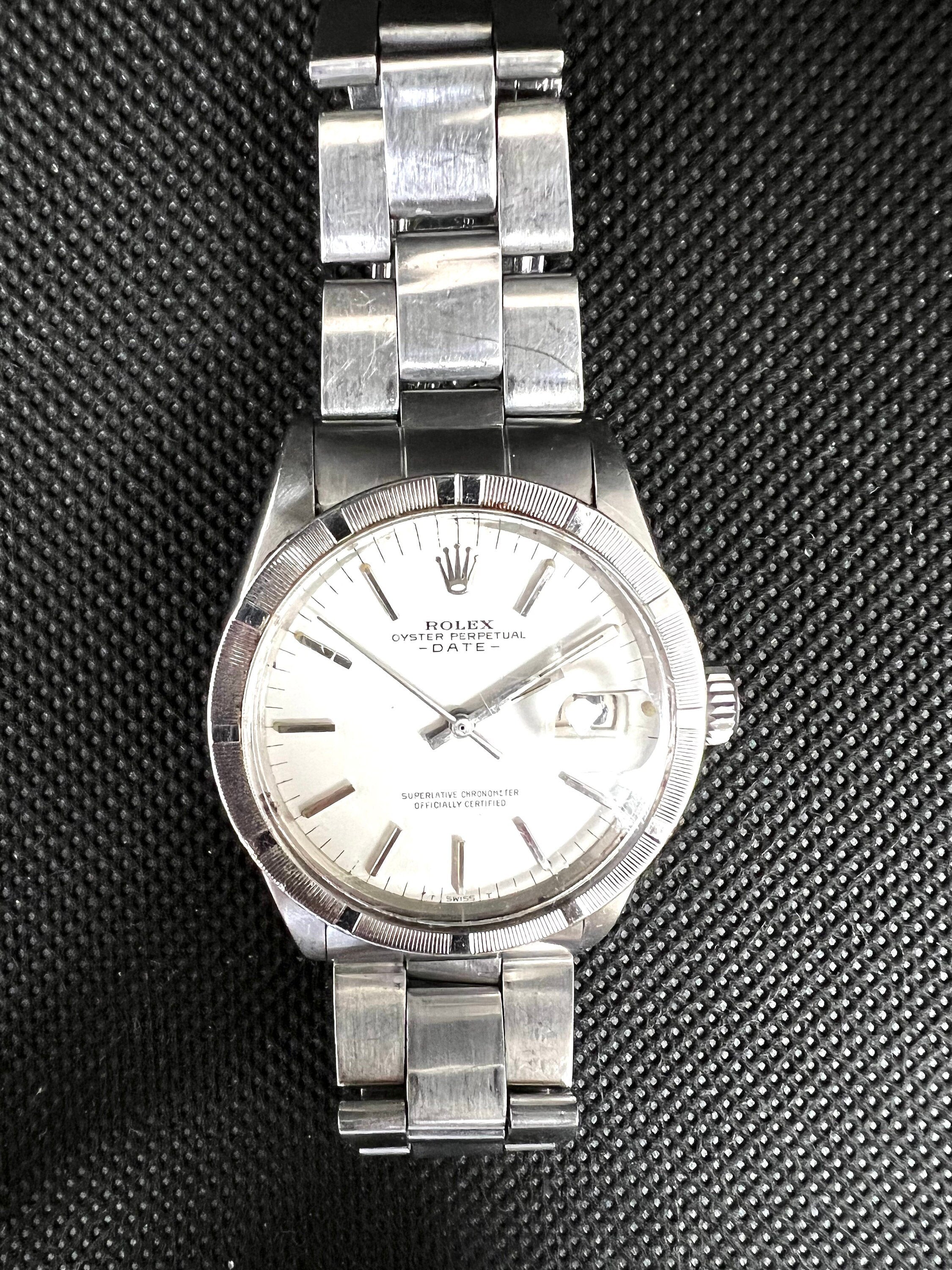 Vintage Rolex Oyster Perpetual Date 60’s Reference 1500 White Dial 34mm Watch
