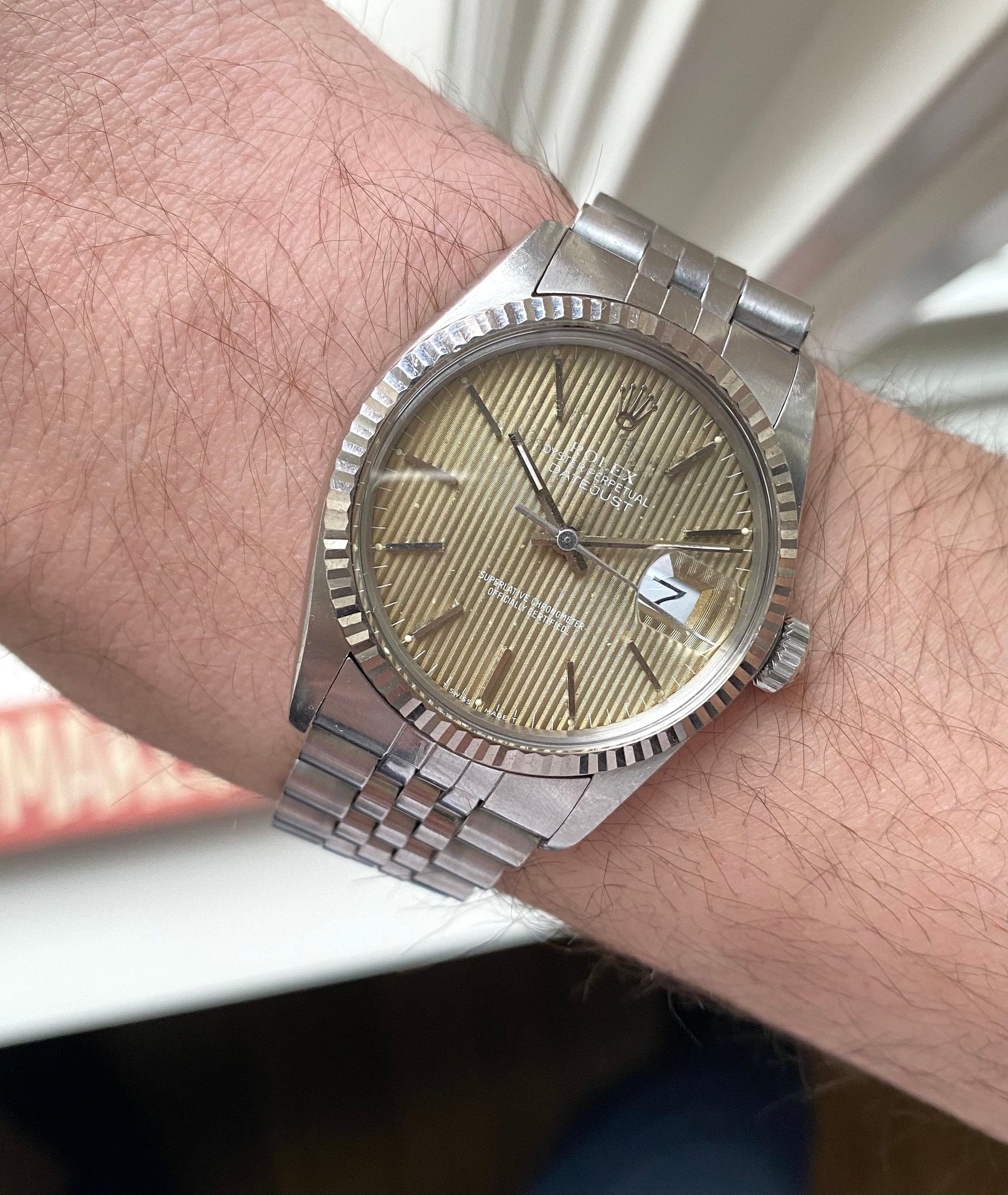 Datejust 80s Ref 16014 “Booger Green” Tapestry Dial Quickset Date 36mm