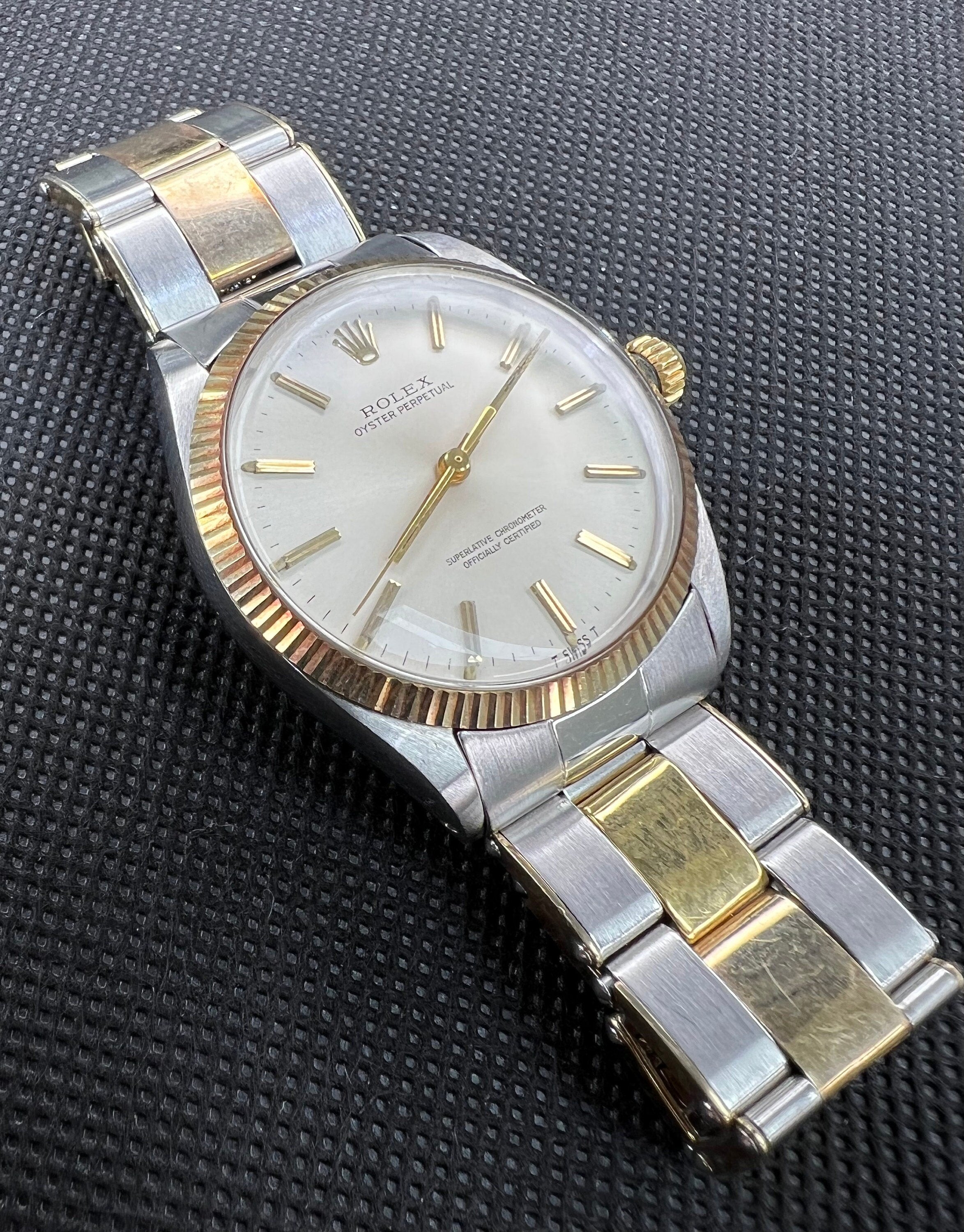 Rolex Oyster Perpetual 1005 Vintage Automatic Silver Dial Two Tone Case