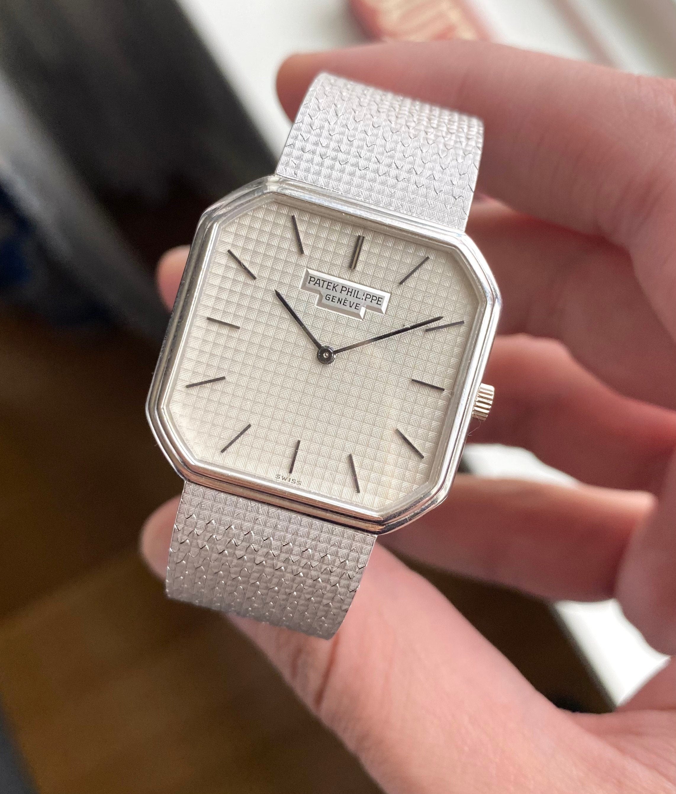 Vintage Patek Philippe 70s 18K White Gold Manual Wind White Dial w/ Bracelet