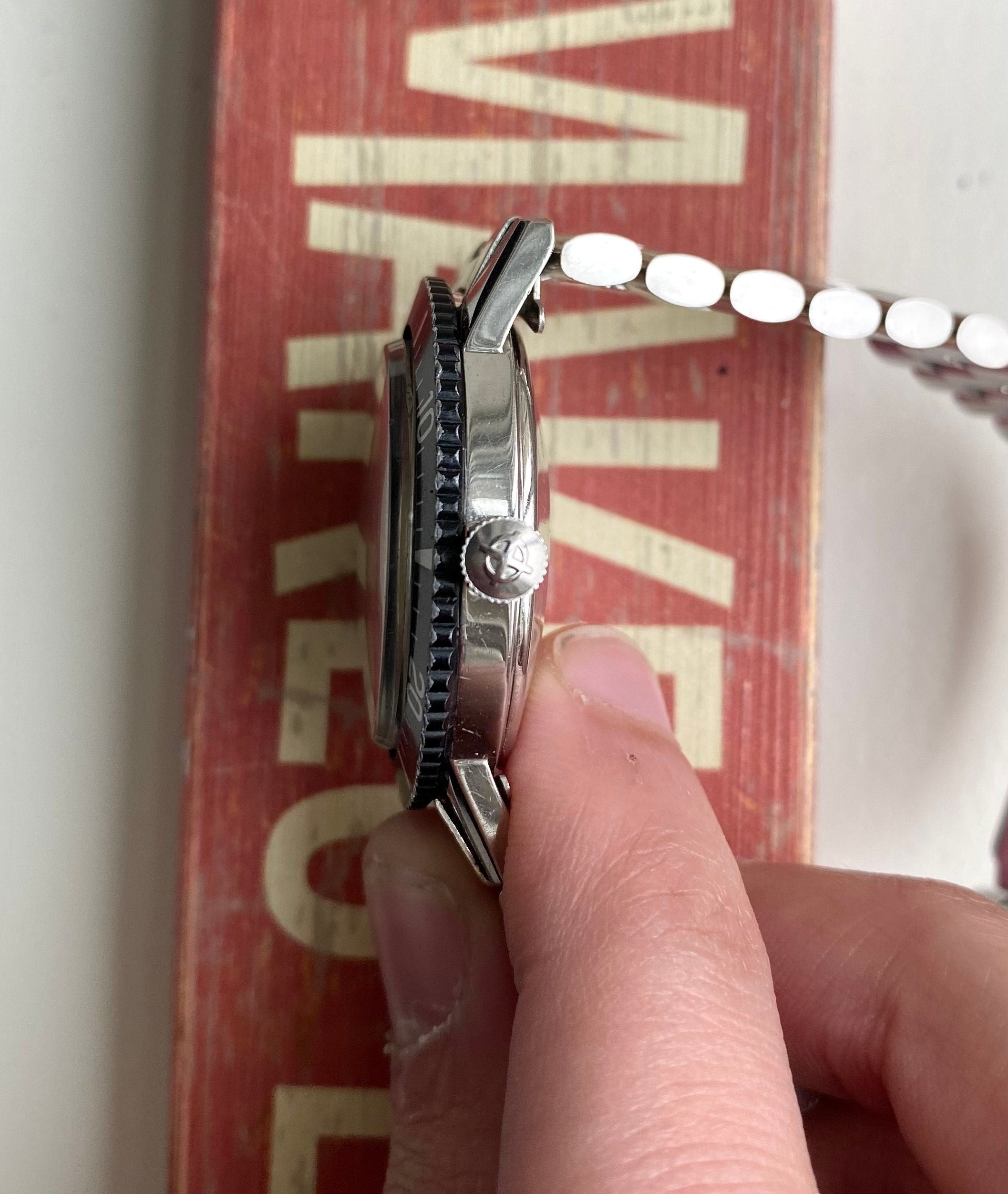 Vintage Zodiac 60s Aerospace GMT Automatic Black Bezel Gilt Black Dial Watch