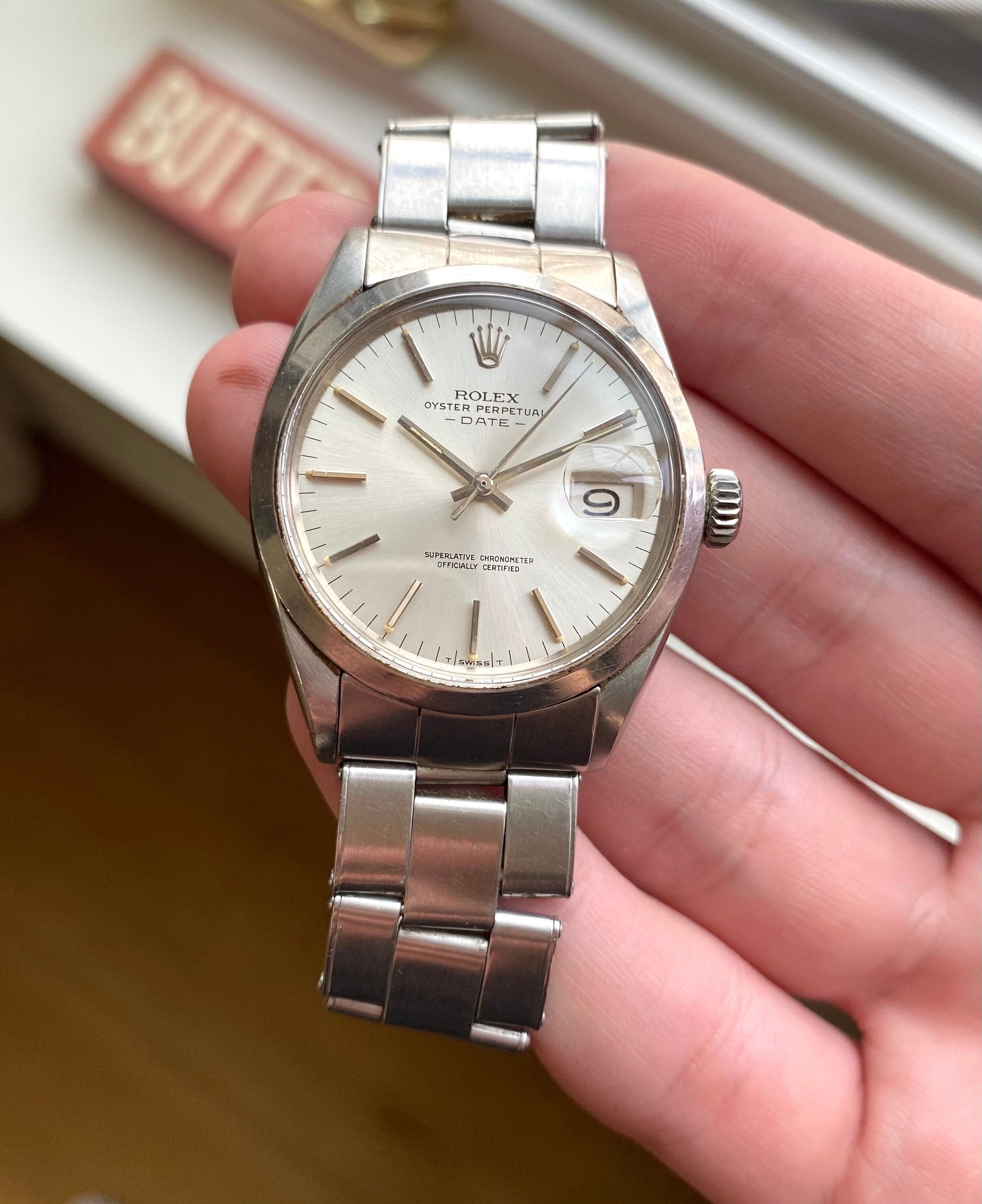 Vintage Rolex OP Date 70s Ref 1500 Silver Dial 34mm Watch