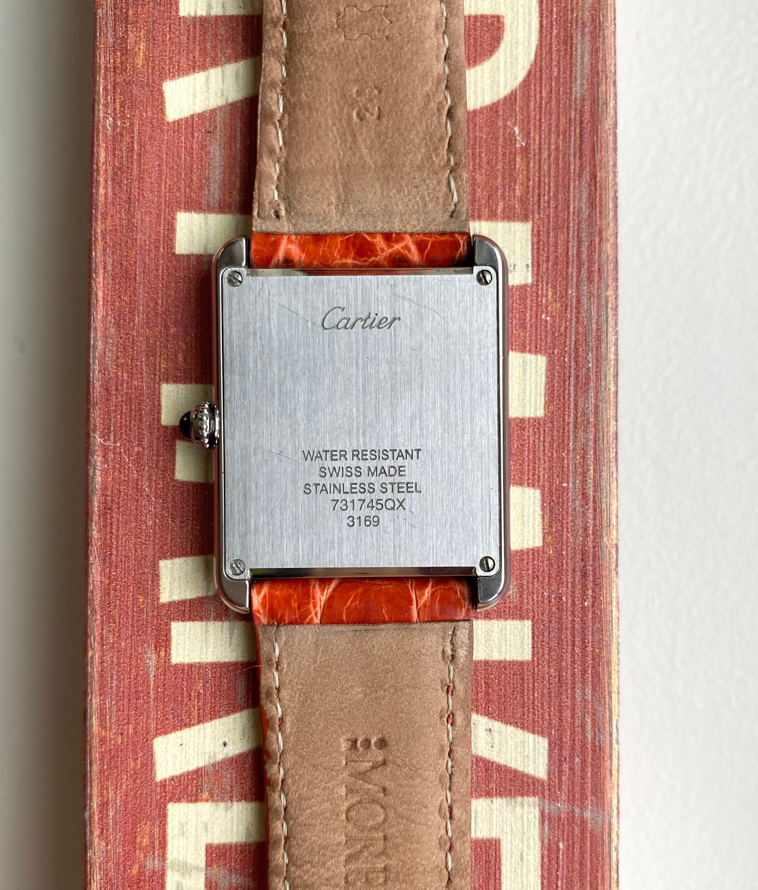 Cartier Tank Solo Ref 3169 Quartz 90s Oversized Tank Rare Cream Python Dial 27mm Watch