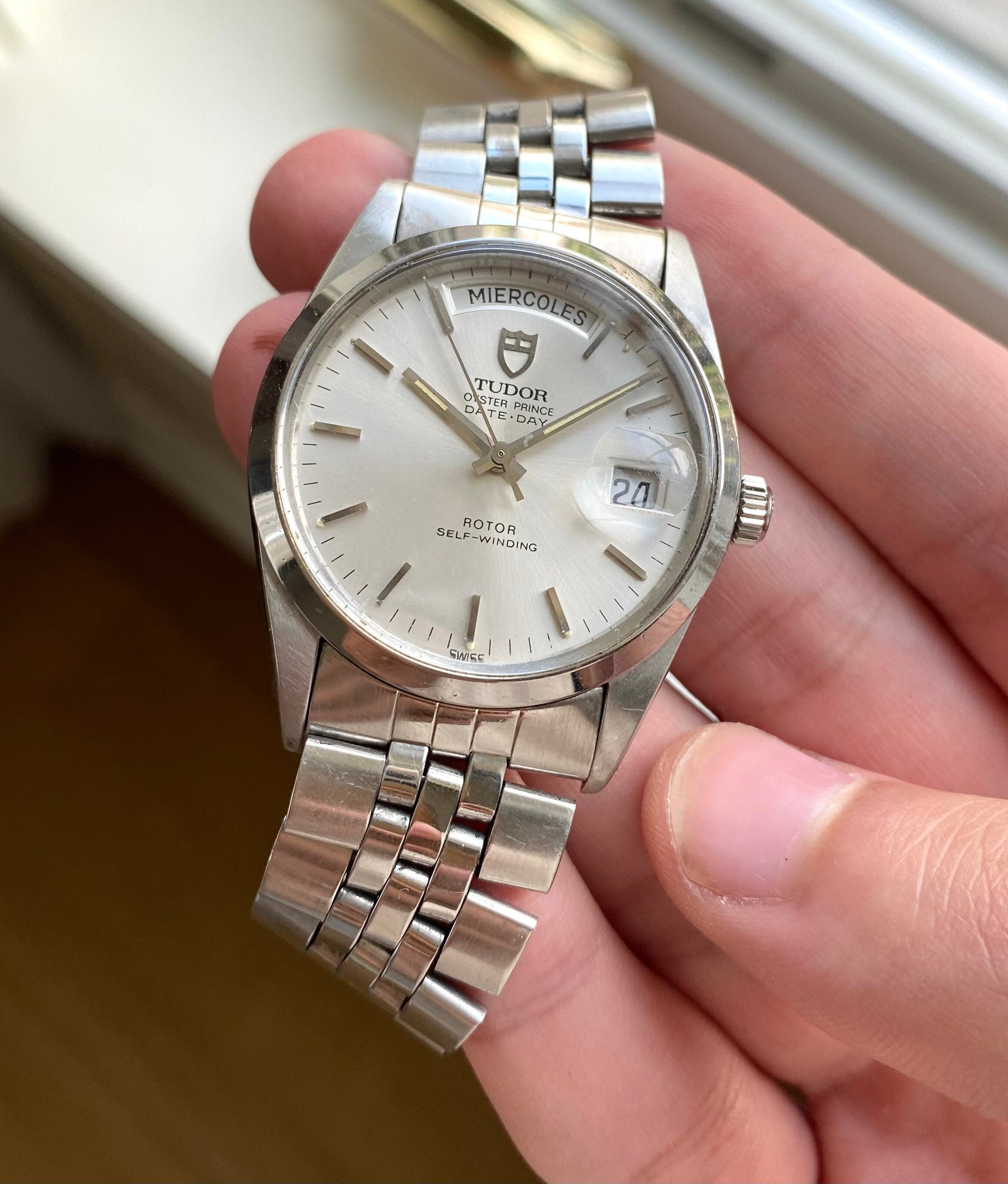 Tudor Oyster Prince Dateday 94710 Automatic Silver Dial Double Quickset Steel 36mm Watch