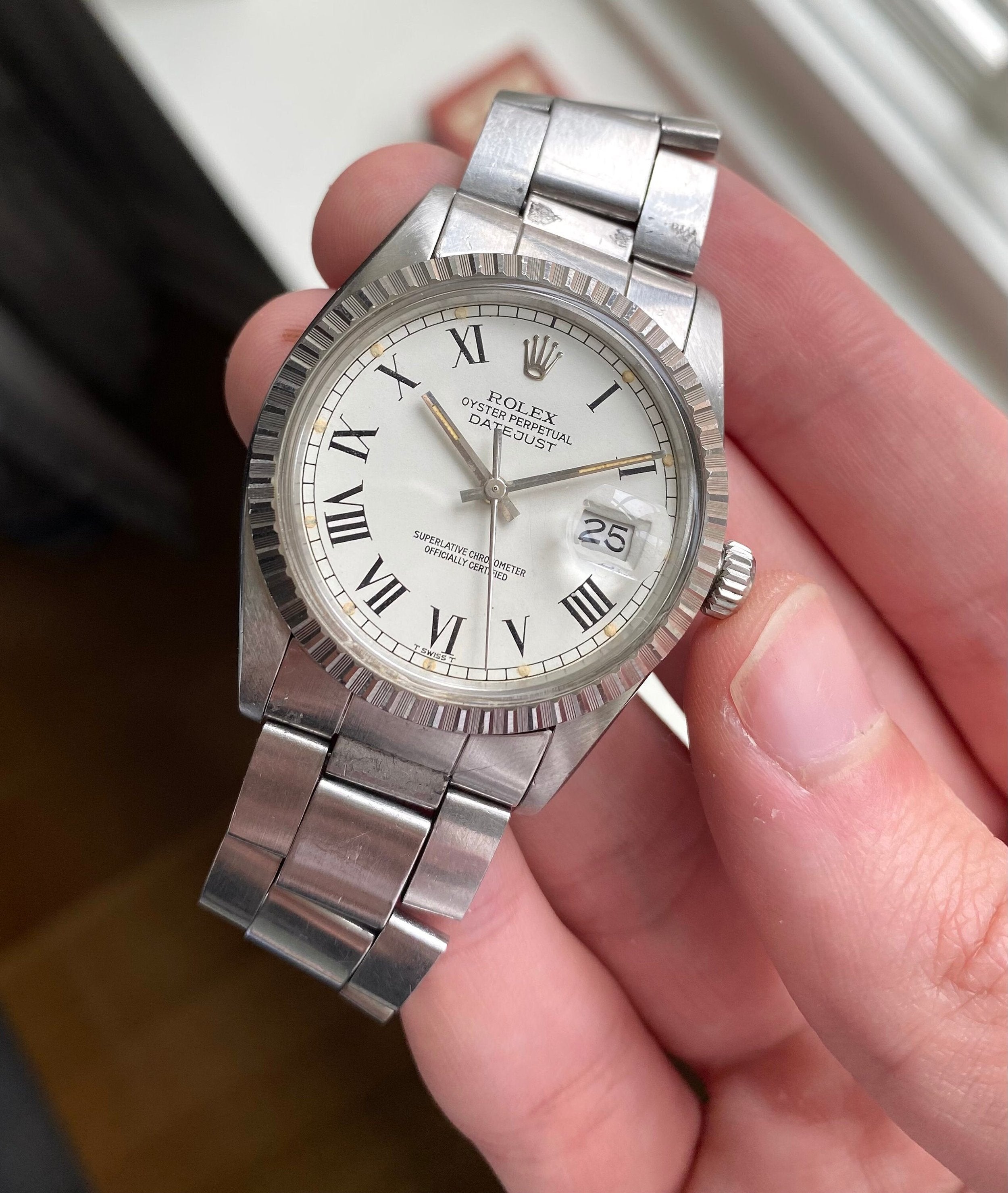 Rolex Datejust 80s Ref 16030 Automatic White Buckley Dial Quickset 36mm Watch